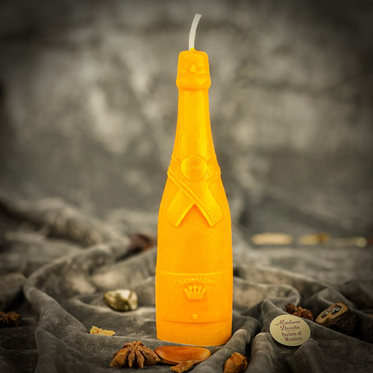Beeswax Champagne Celebration Spell Candle in Yellow for Taurus success magic