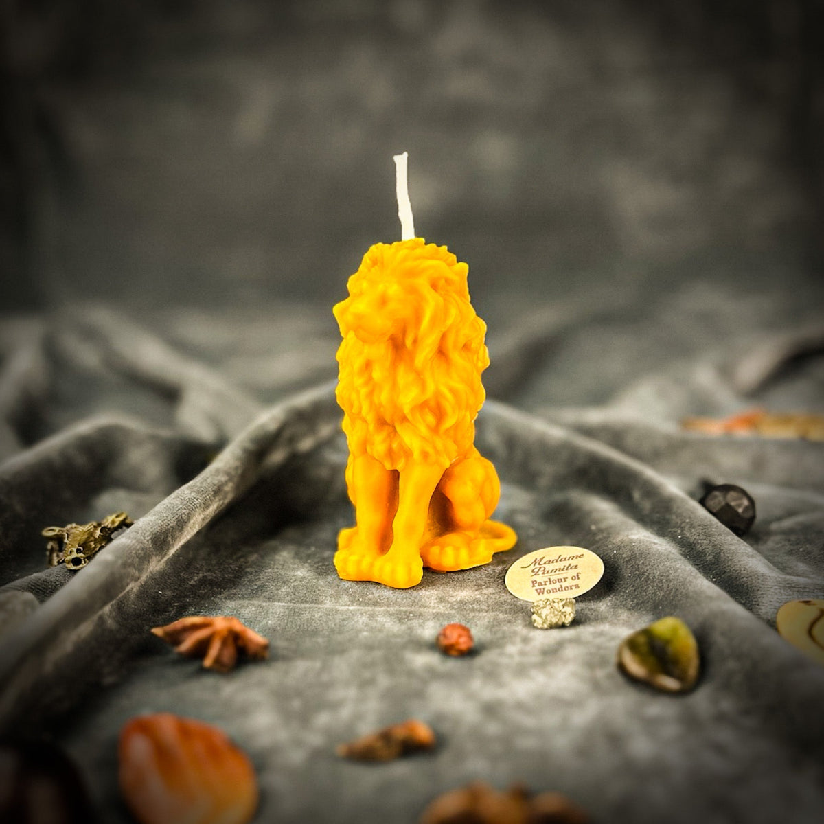 Proud Lion Candle Spell Kit - Courage & Leadership Magic in Yellow for Leo success magic