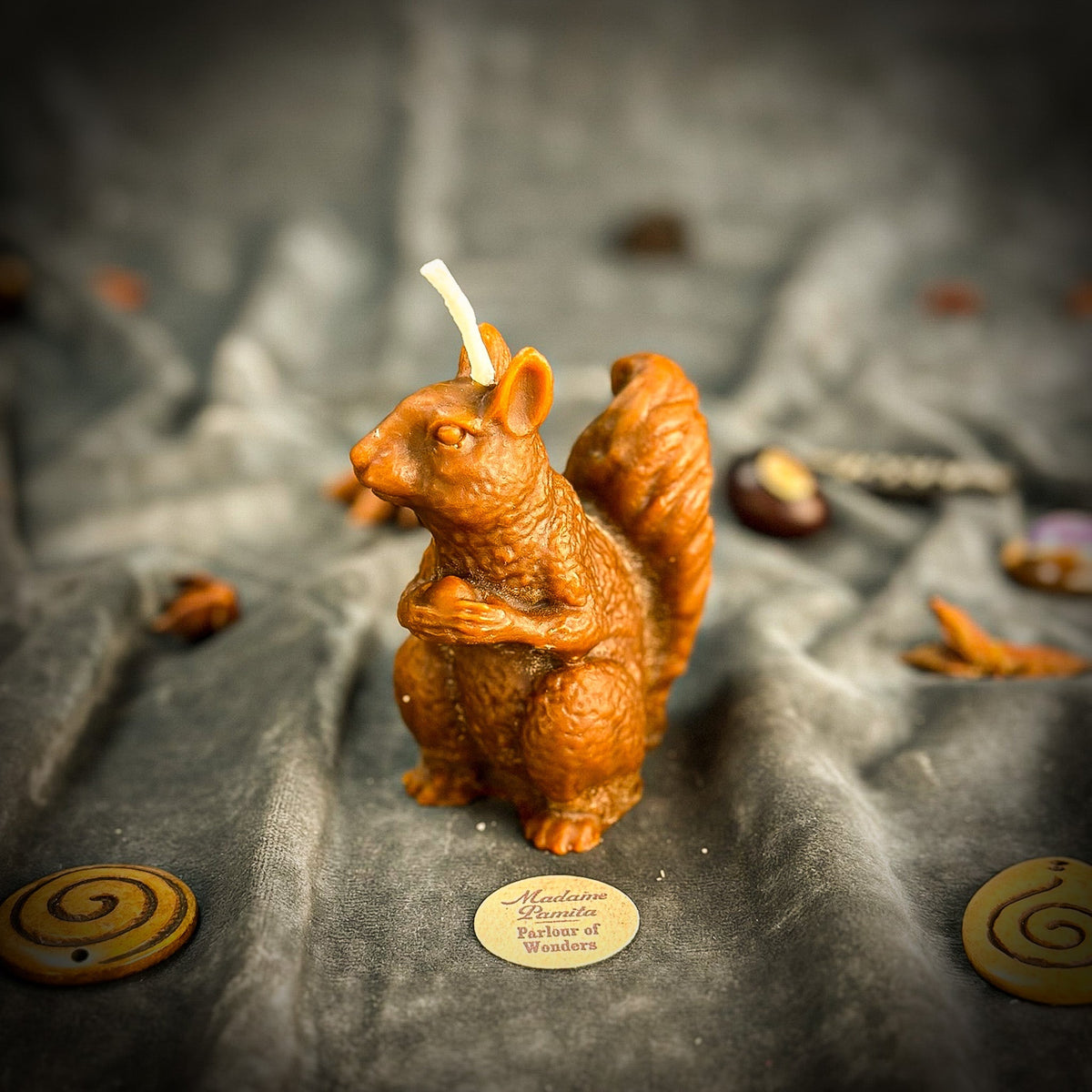 Squirrel of Abundance Candle Spell Kit in Brown for Taurus money magic