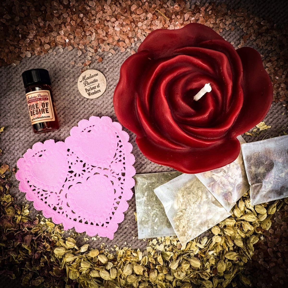 Rose Romance Candle Spell Kit for Taurus love magic