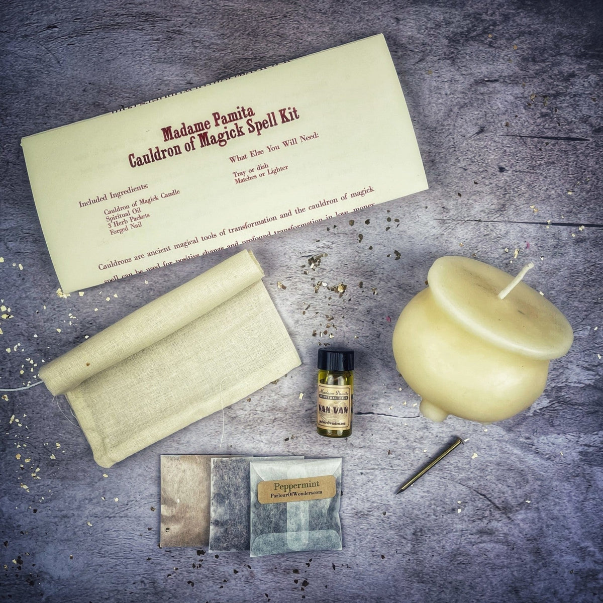 Cauldron of Magick Candle Spell Kit in White for Libra spiritual cleansing magic