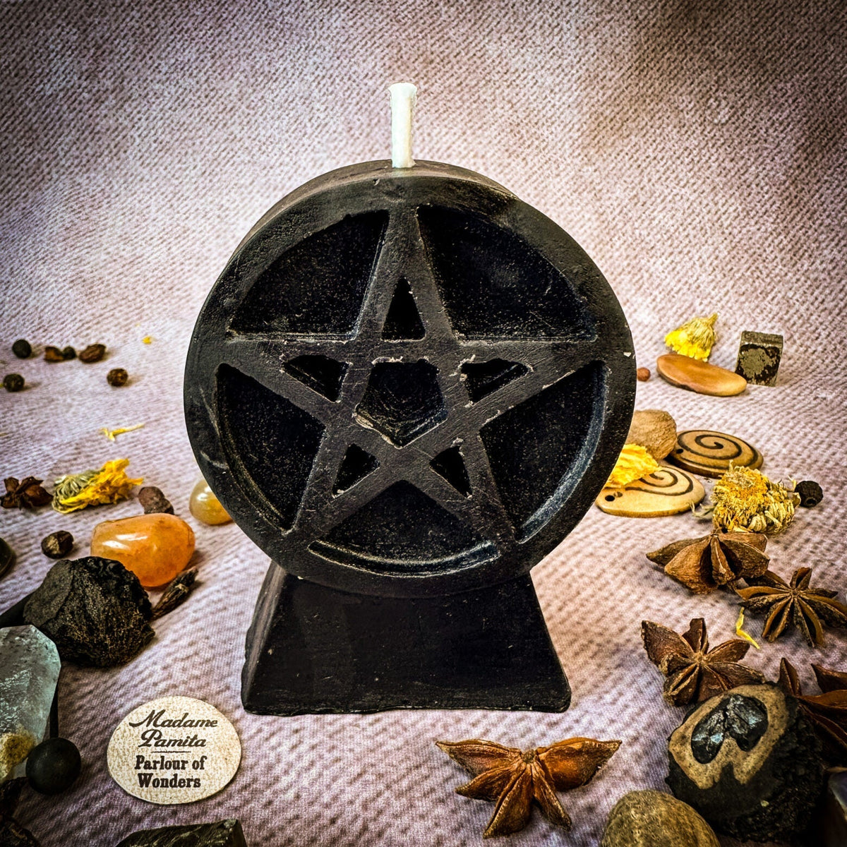 Pentacle of Protection Candle Spell Kit in Black for Capricorn protection magic