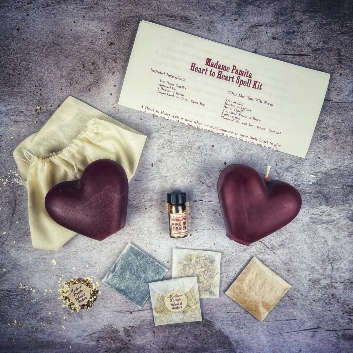 Heart to Heart Candle Spell Kit for Aquarius love magic
