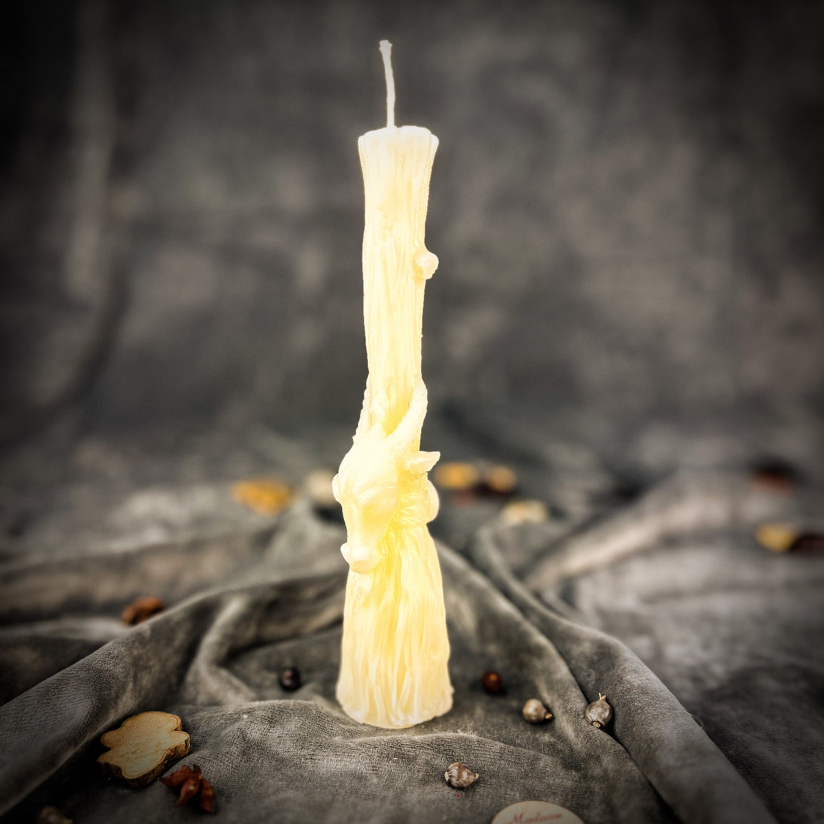 Sacred Goat Broom Candle Spell Kit in White for Capricorn spiritual cleansing magic