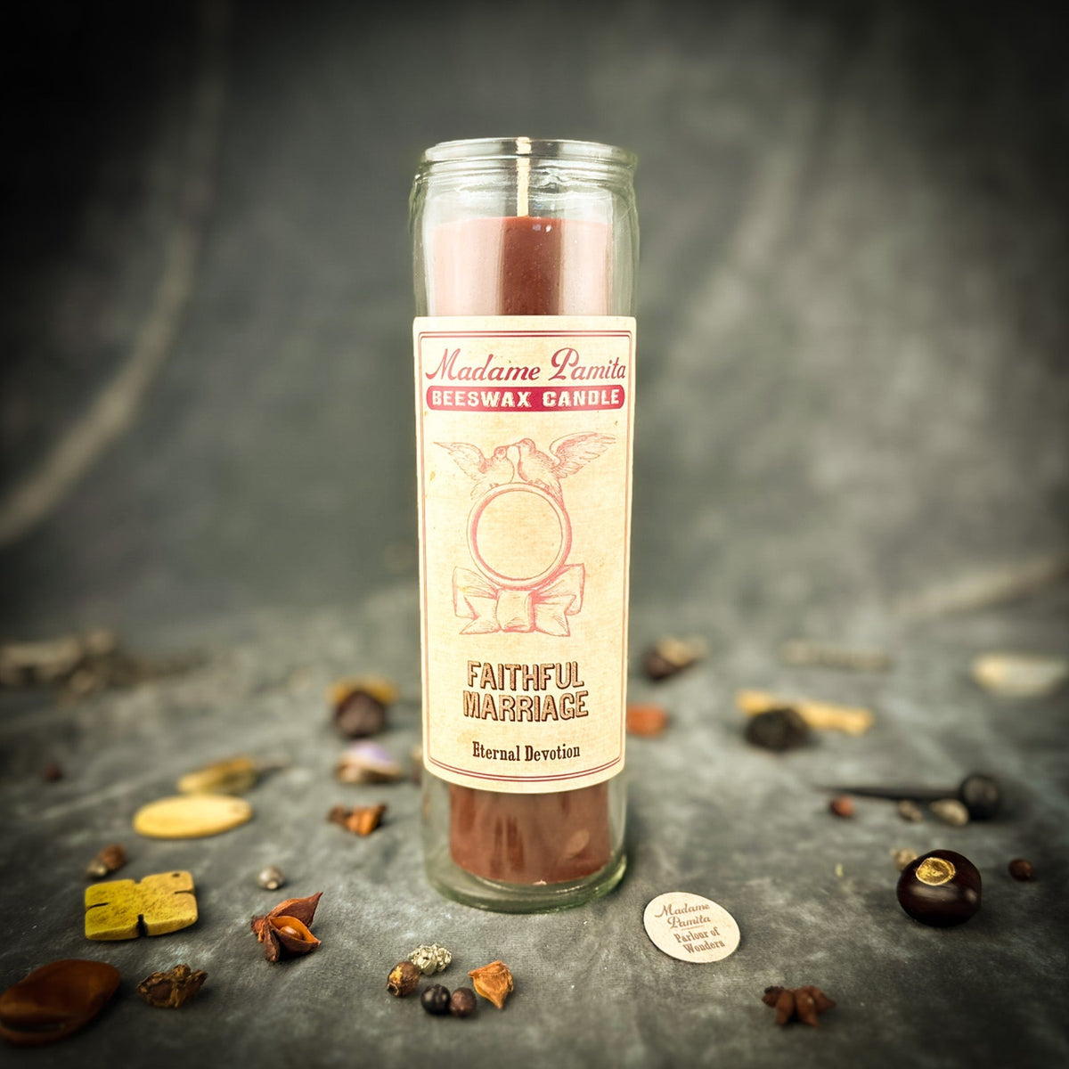 Faithful Marriage Beeswax Vigil Candle by Madame Pamita - Commitment & Fidelity in Pink for Cancer reconciliation magic