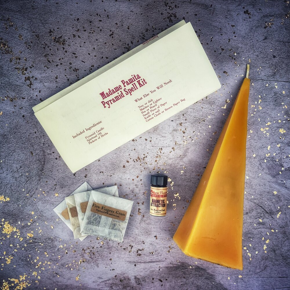 Pyramid of Power Candle Spell Kit in Yellow for Capricorn success magic
