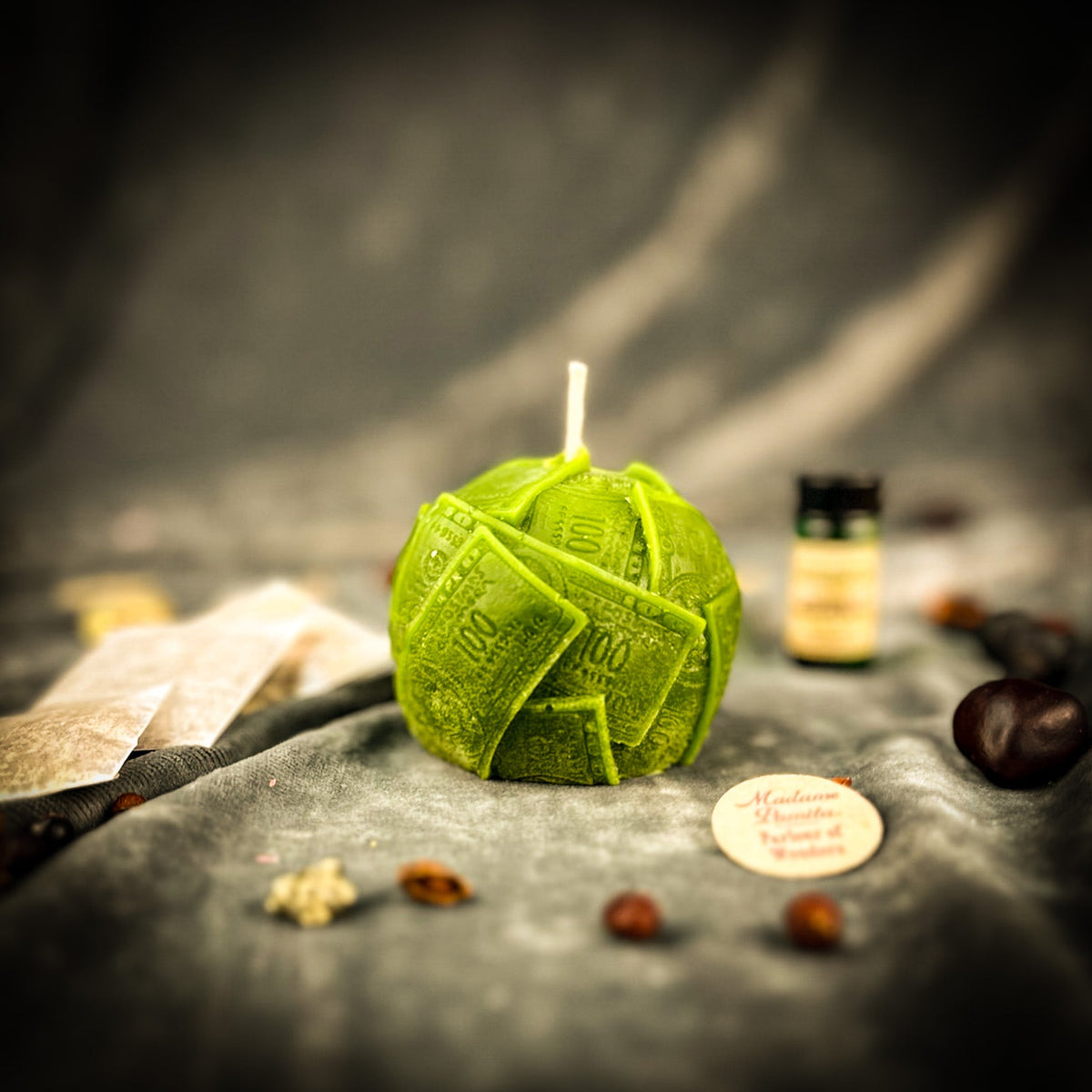 Rolling in Dough Money Candle Spell Kit in Green for Sagittarius money magic