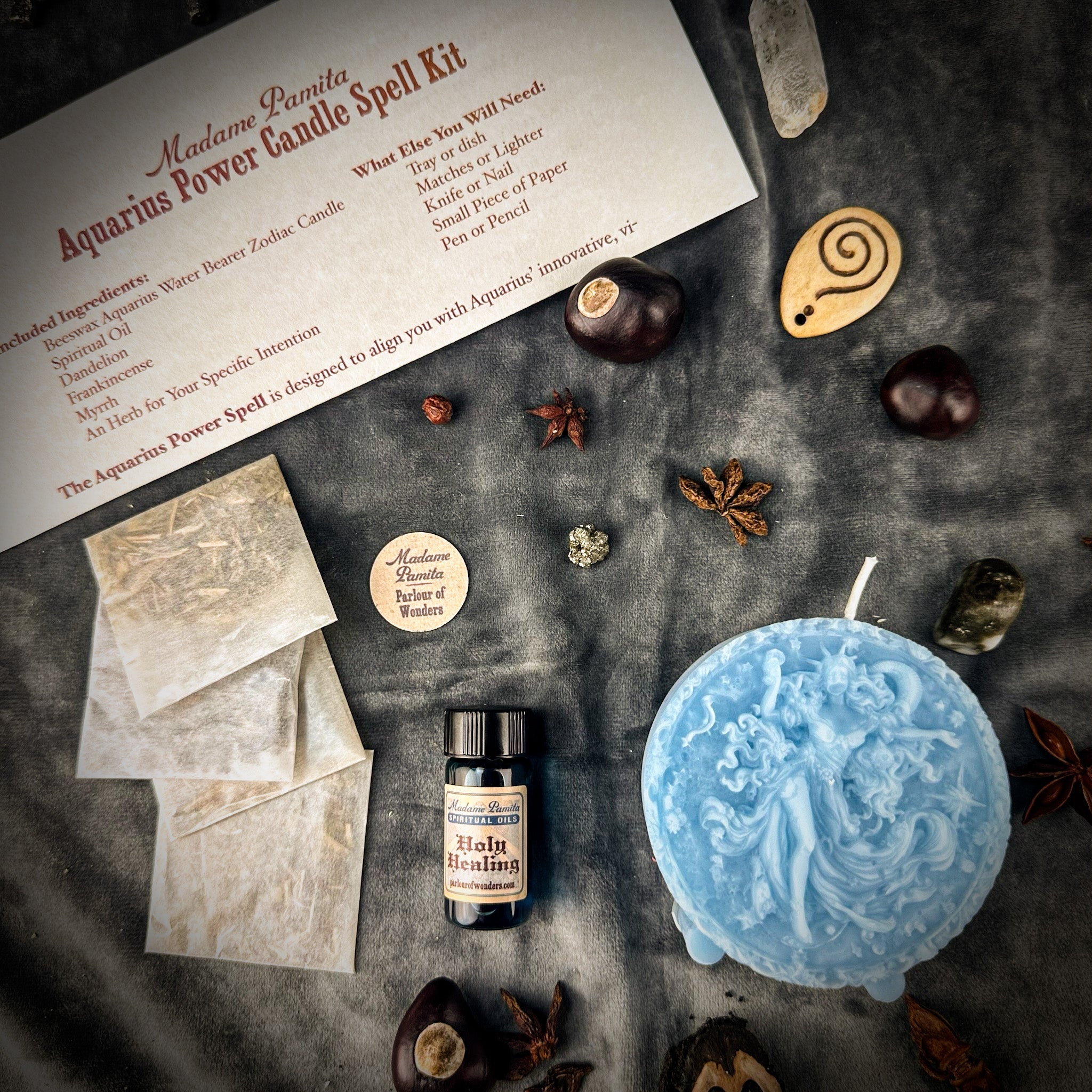 Aquarius Power Candle Spell Kit - Innovation, Vision & Independence Magic