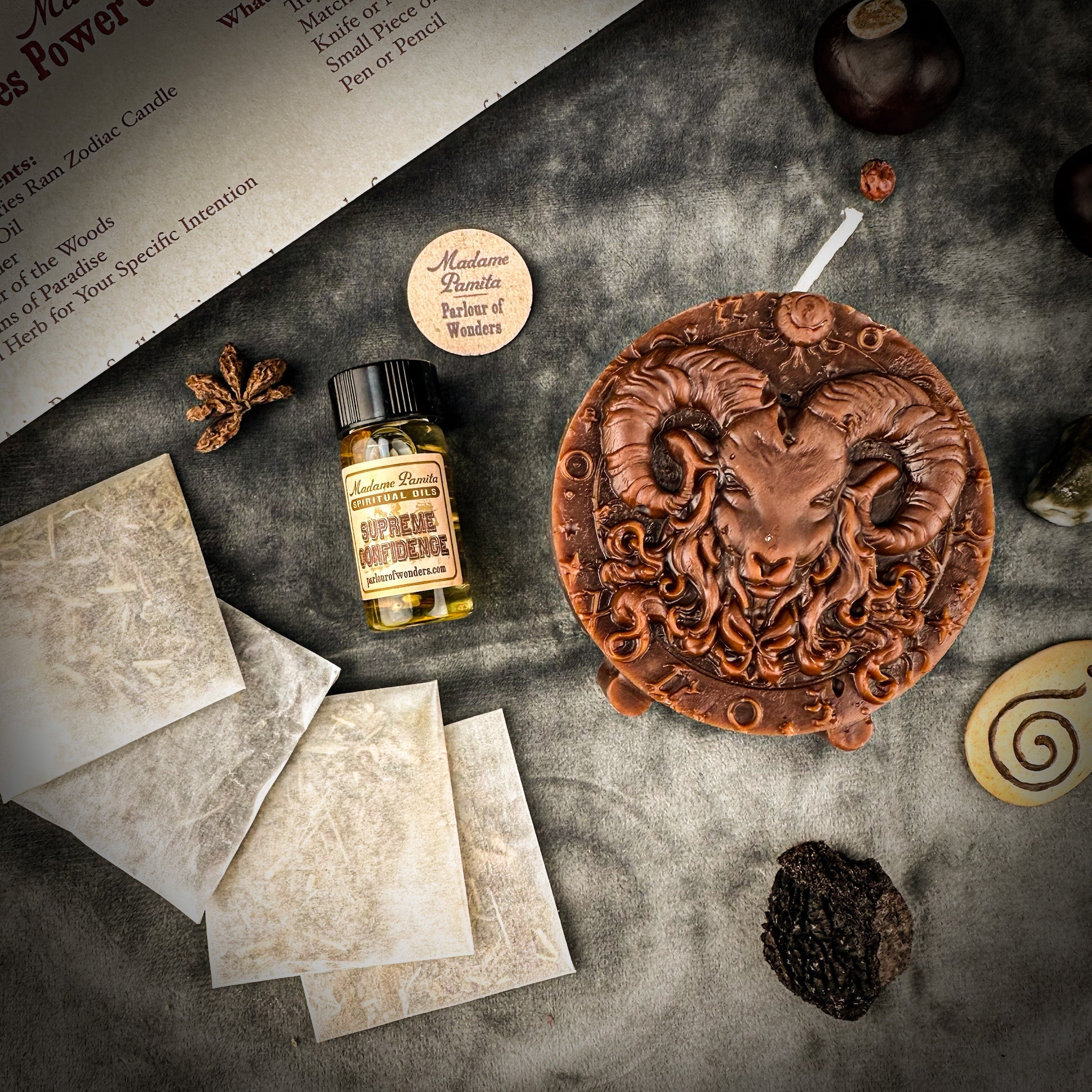 Aries Power Candle Spell Kit - Courage, Passion & Victory Magic