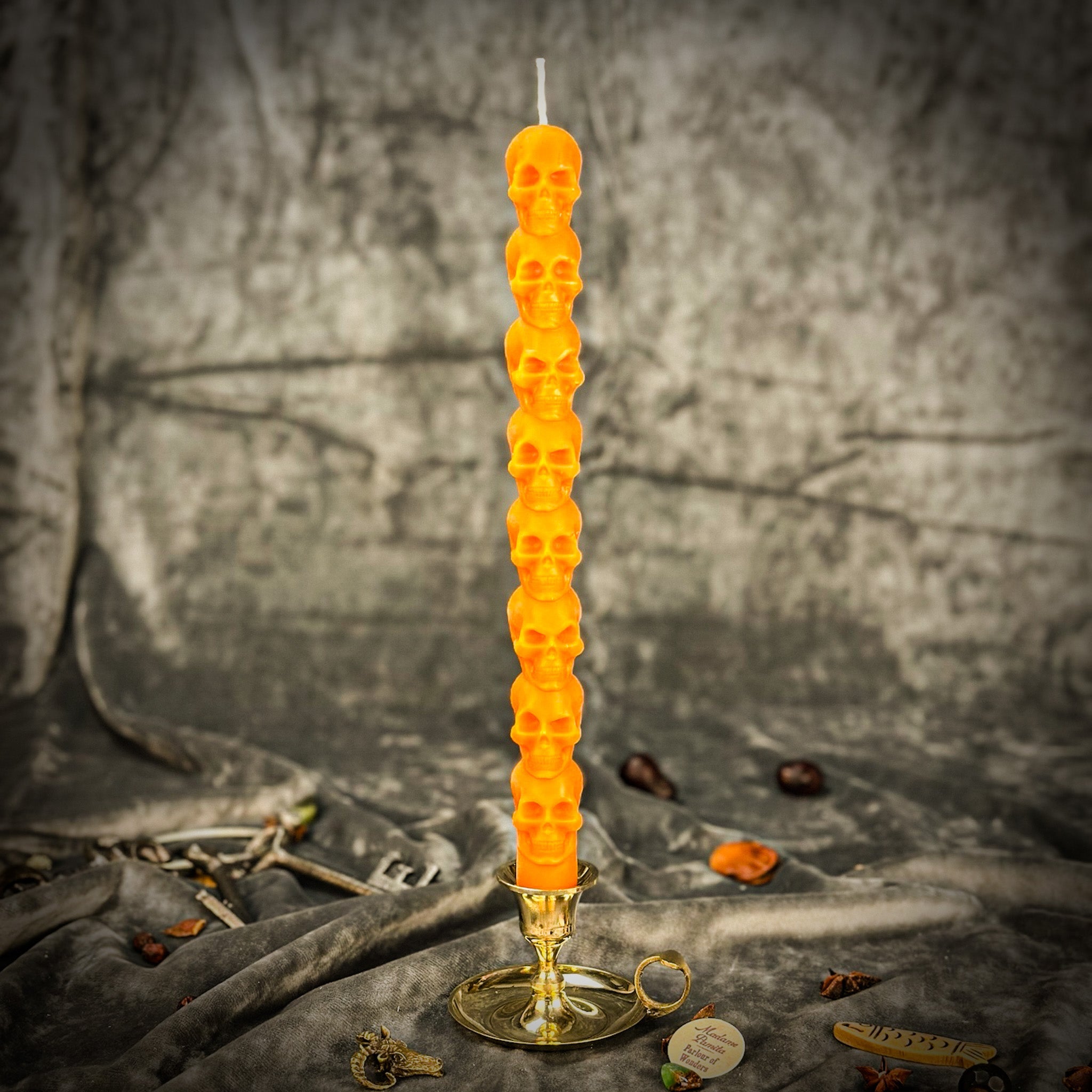 Beeswax Eight Day Skull Taper Spell Candle