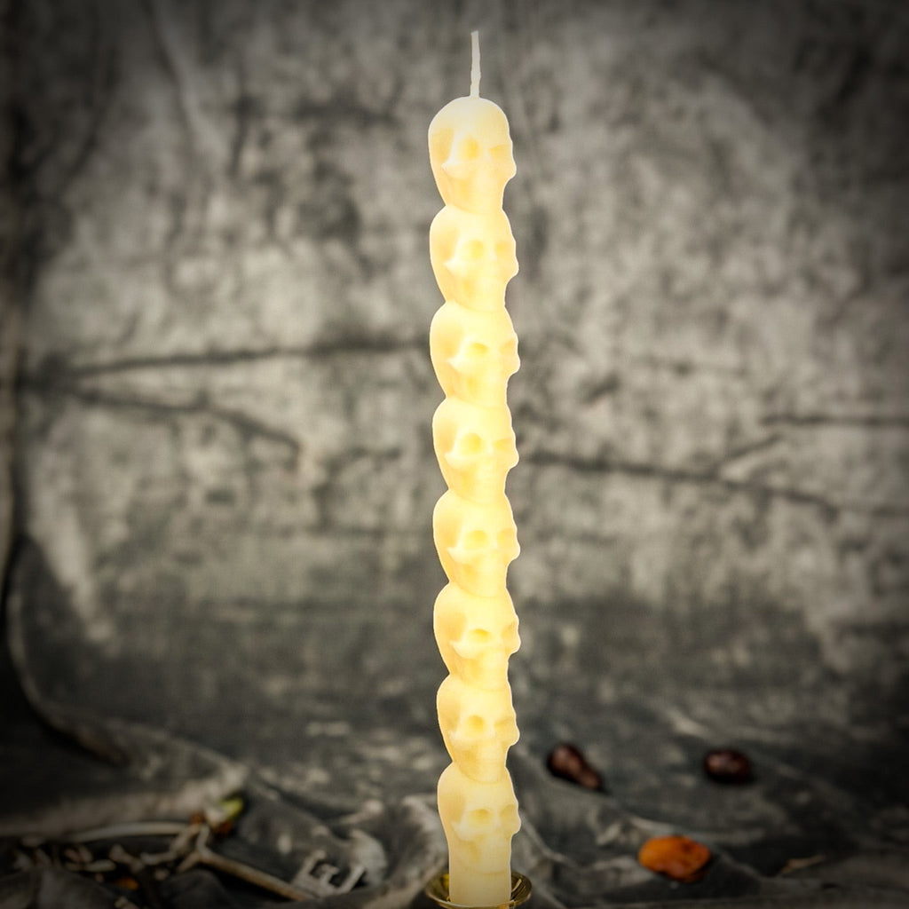 Beeswax Eight Day Skull Taper Spell Candle
