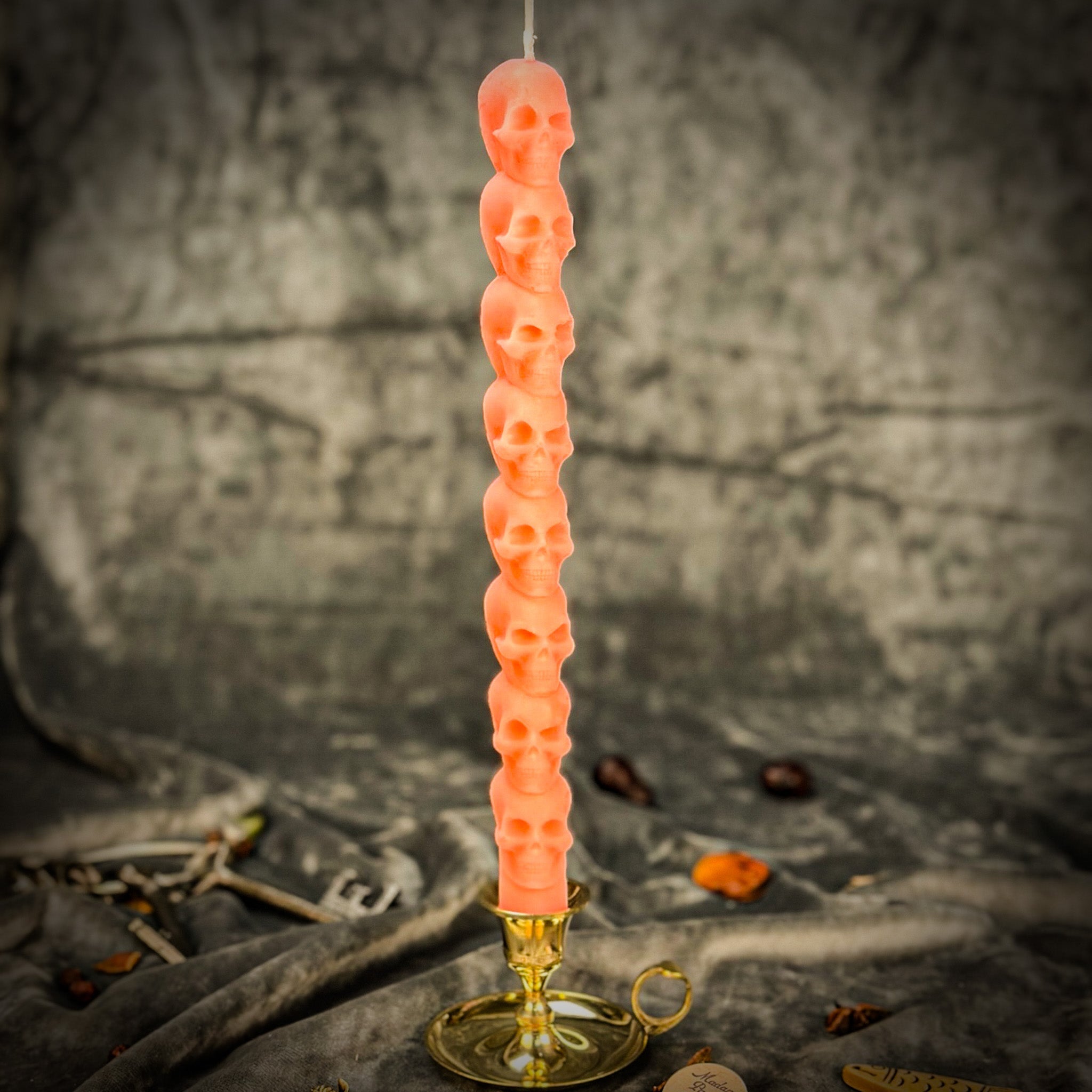 Beeswax Eight Day Skull Taper Spell Candle