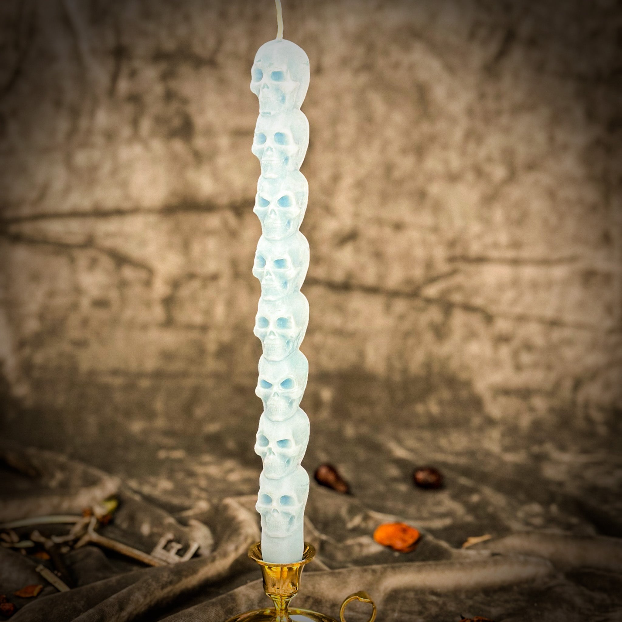 Beeswax Eight Day Skull Taper Spell Candle