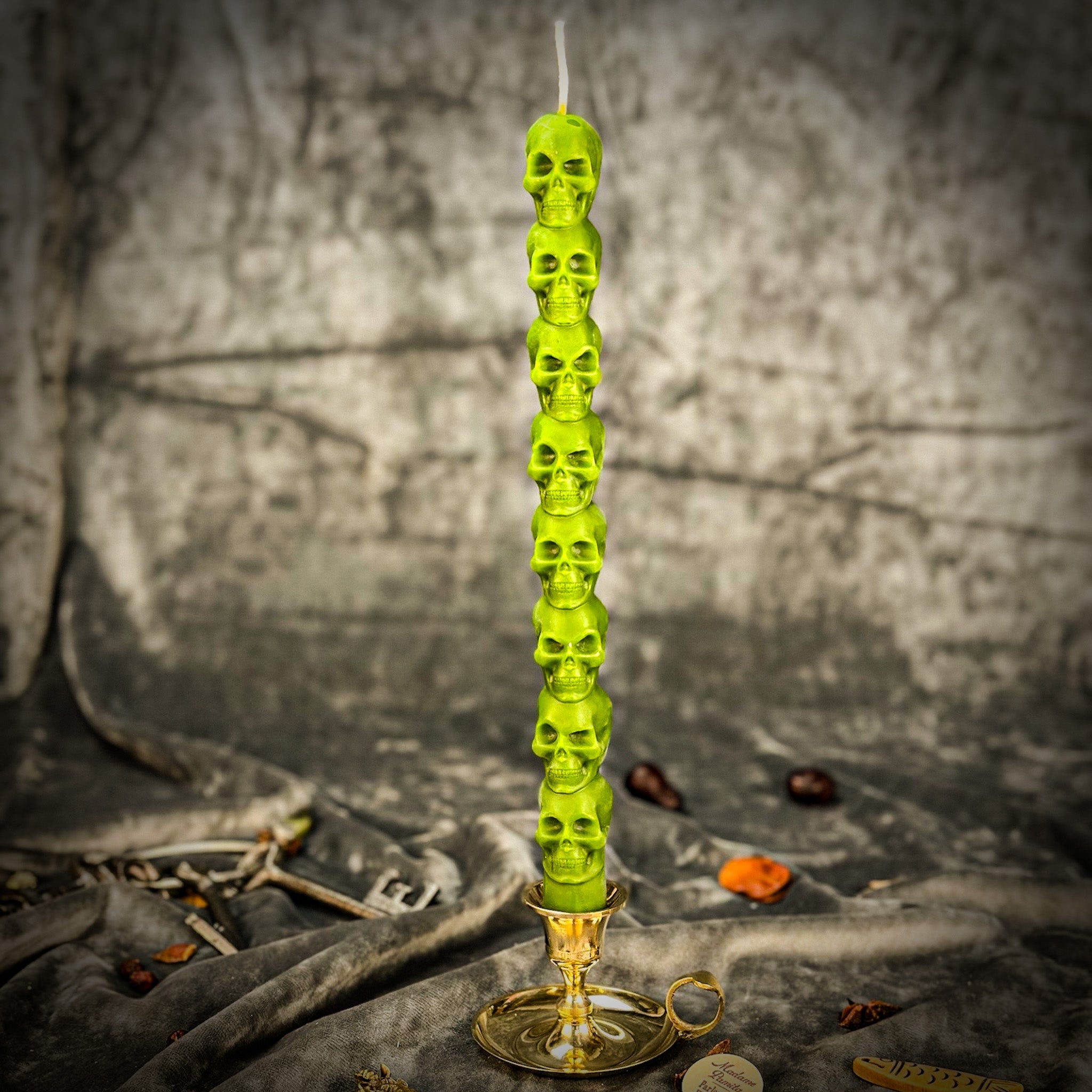 Beeswax Eight Day Skull Taper Spell Candle