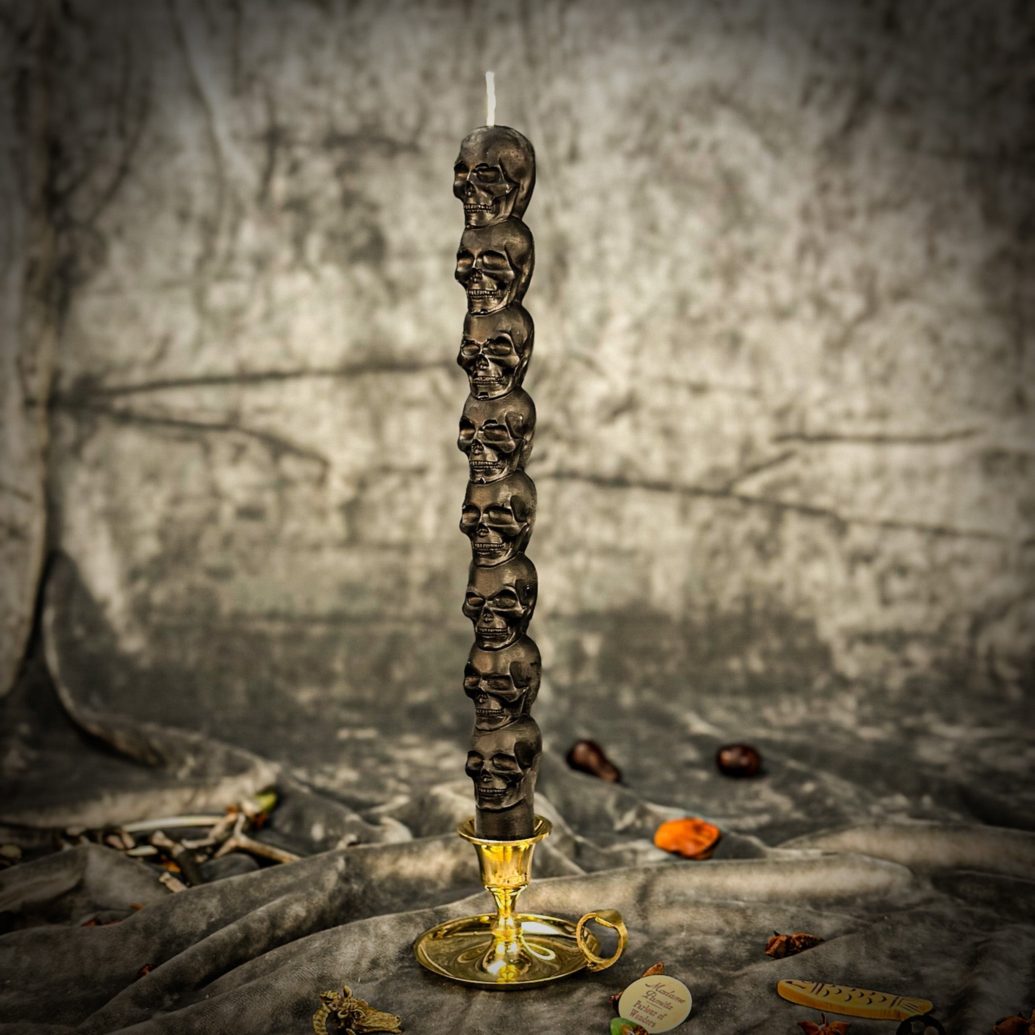 Beeswax Eight Day Skull Taper Spell Candle