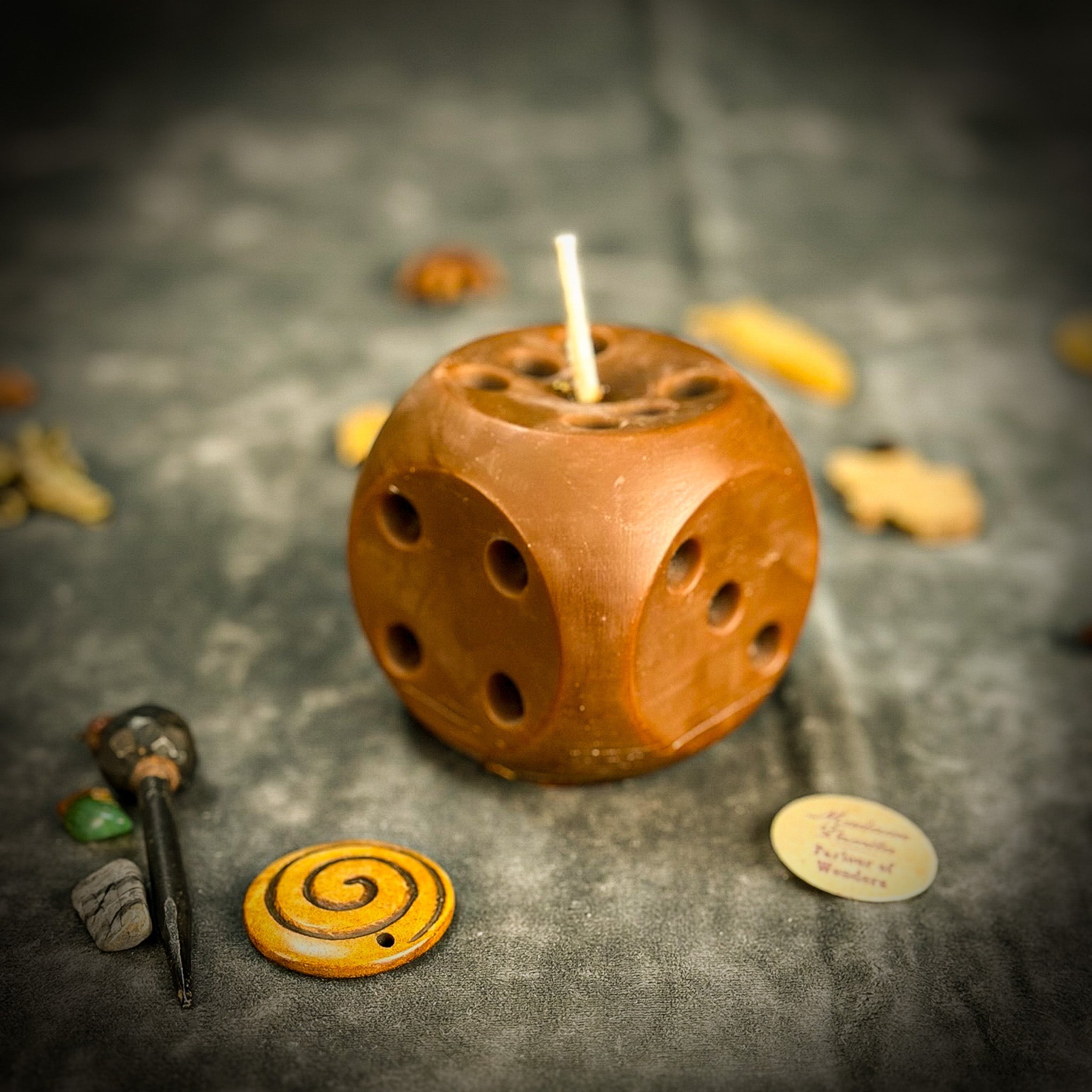 Beeswax Lucky Dice Spell Candle