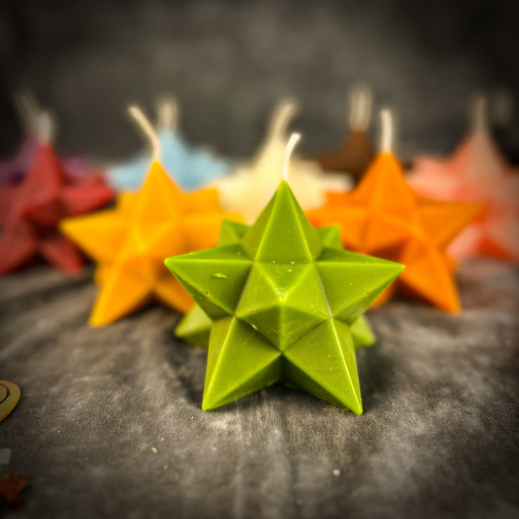 Beeswax Pentagram Merkaba Protection Spell Candle