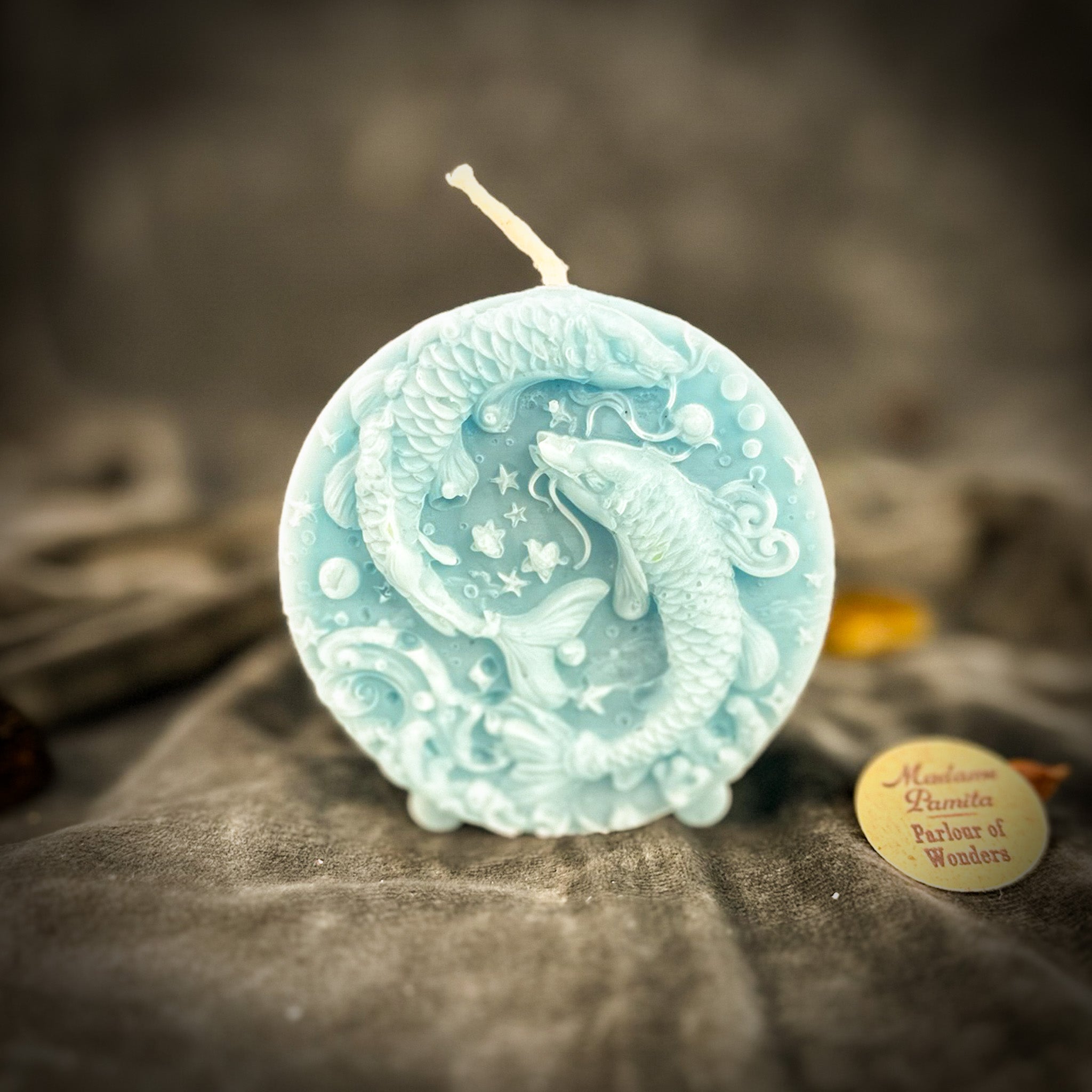 Beeswax Pisces Fish Zodiac Spell Candle