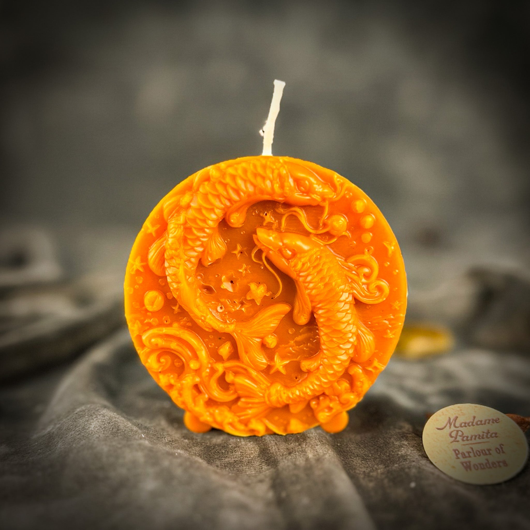 Beeswax Pisces Fish Zodiac Spell Candle