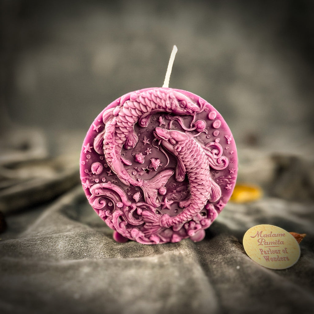 Beeswax Pisces Fish Zodiac Spell Candle