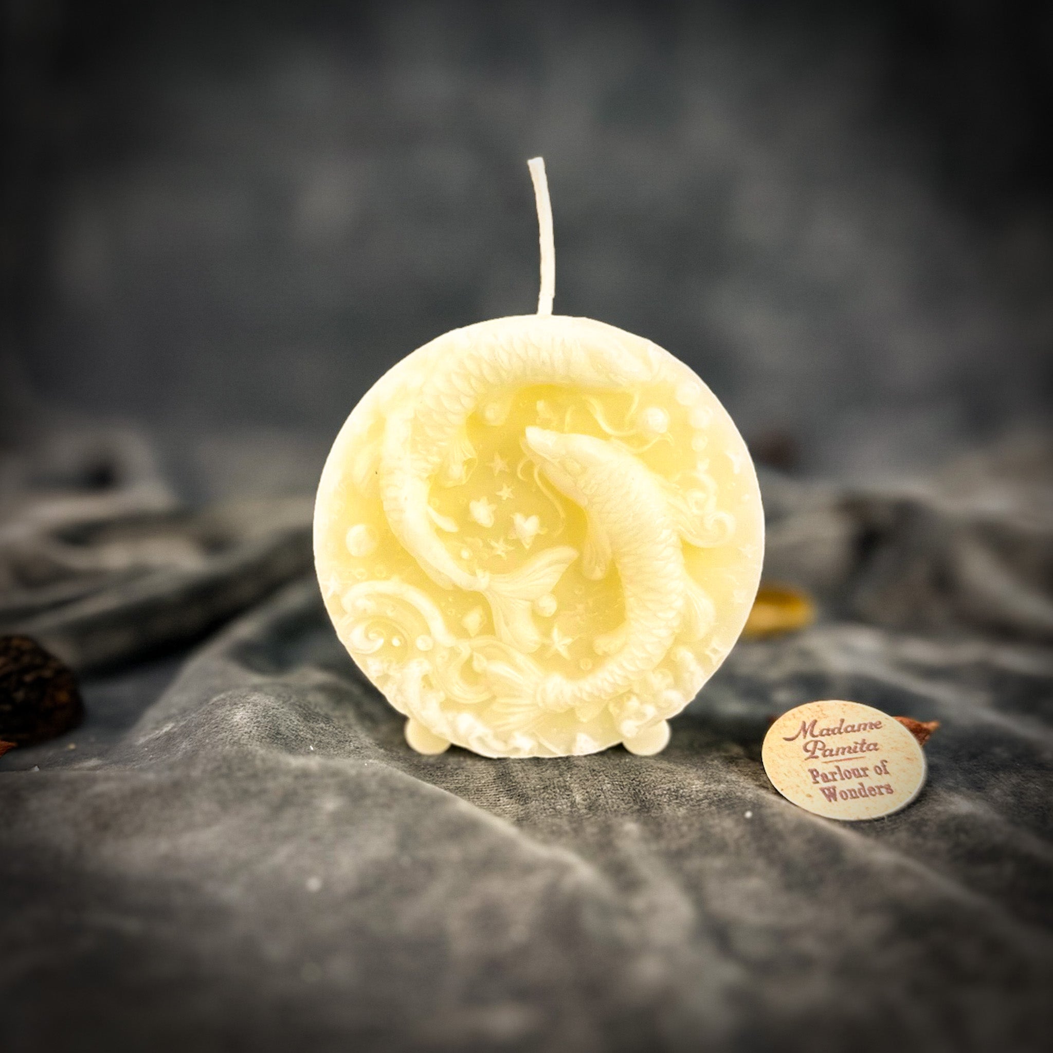 Beeswax Pisces Fish Zodiac Spell Candle