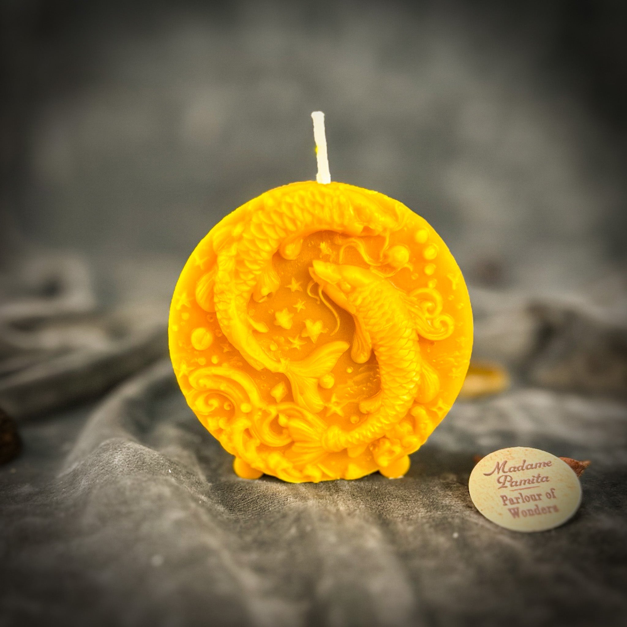 Beeswax Pisces Fish Zodiac Spell Candle