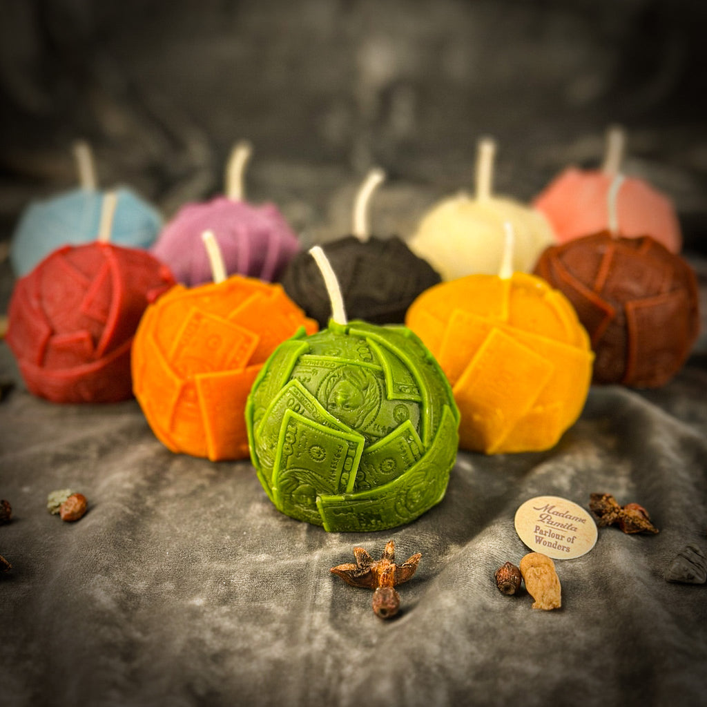 Beeswax Rolling in Dough Money Spell Candle