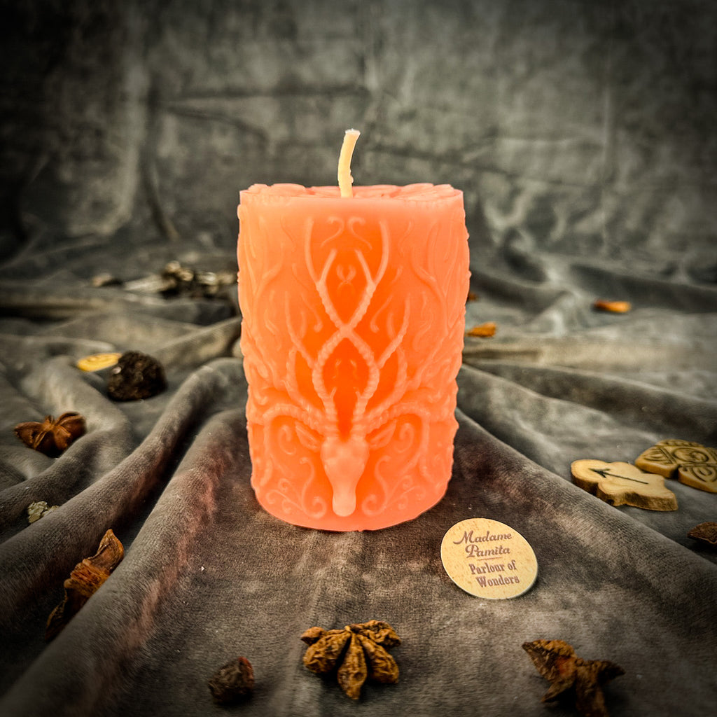 Beeswax Stag of the Quest Pillar Candle