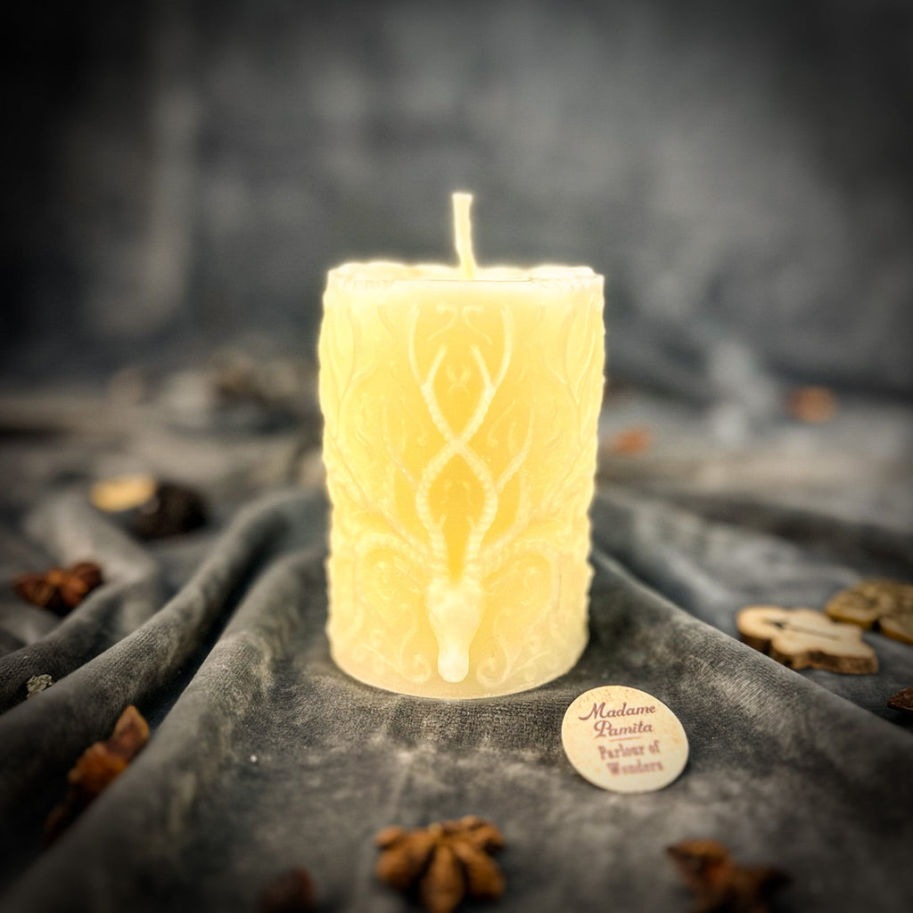 Beeswax Stag of the Quest Pillar Candle