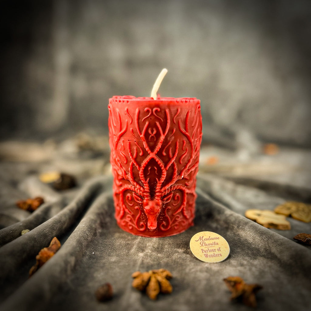 Beeswax Stag of the Quest Pillar Candle