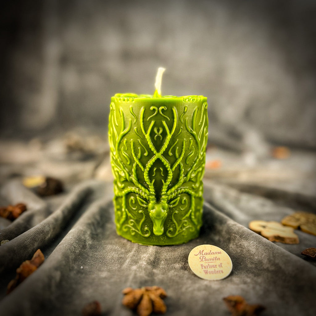 Beeswax Stag of the Quest Pillar Candle