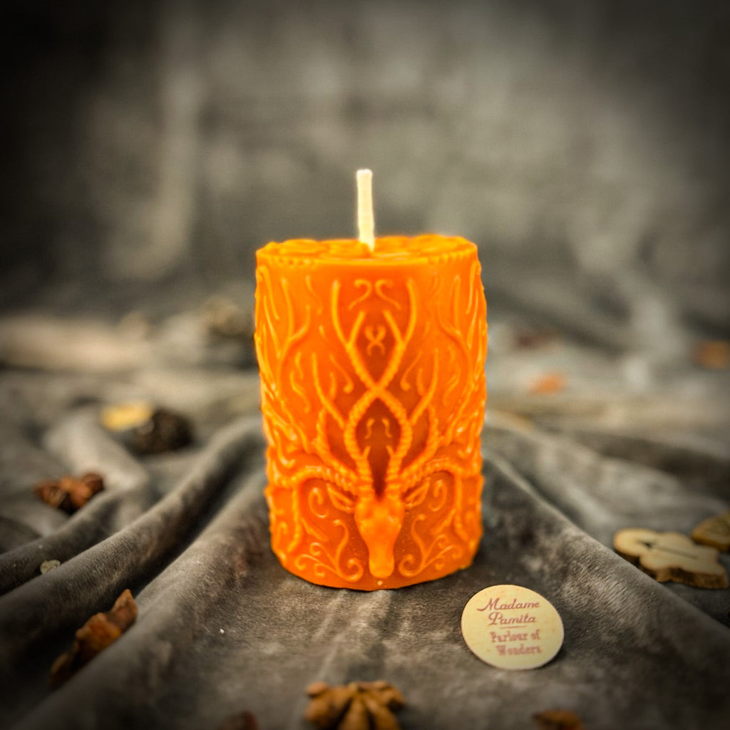 Beeswax Stag of the Quest Pillar Candle