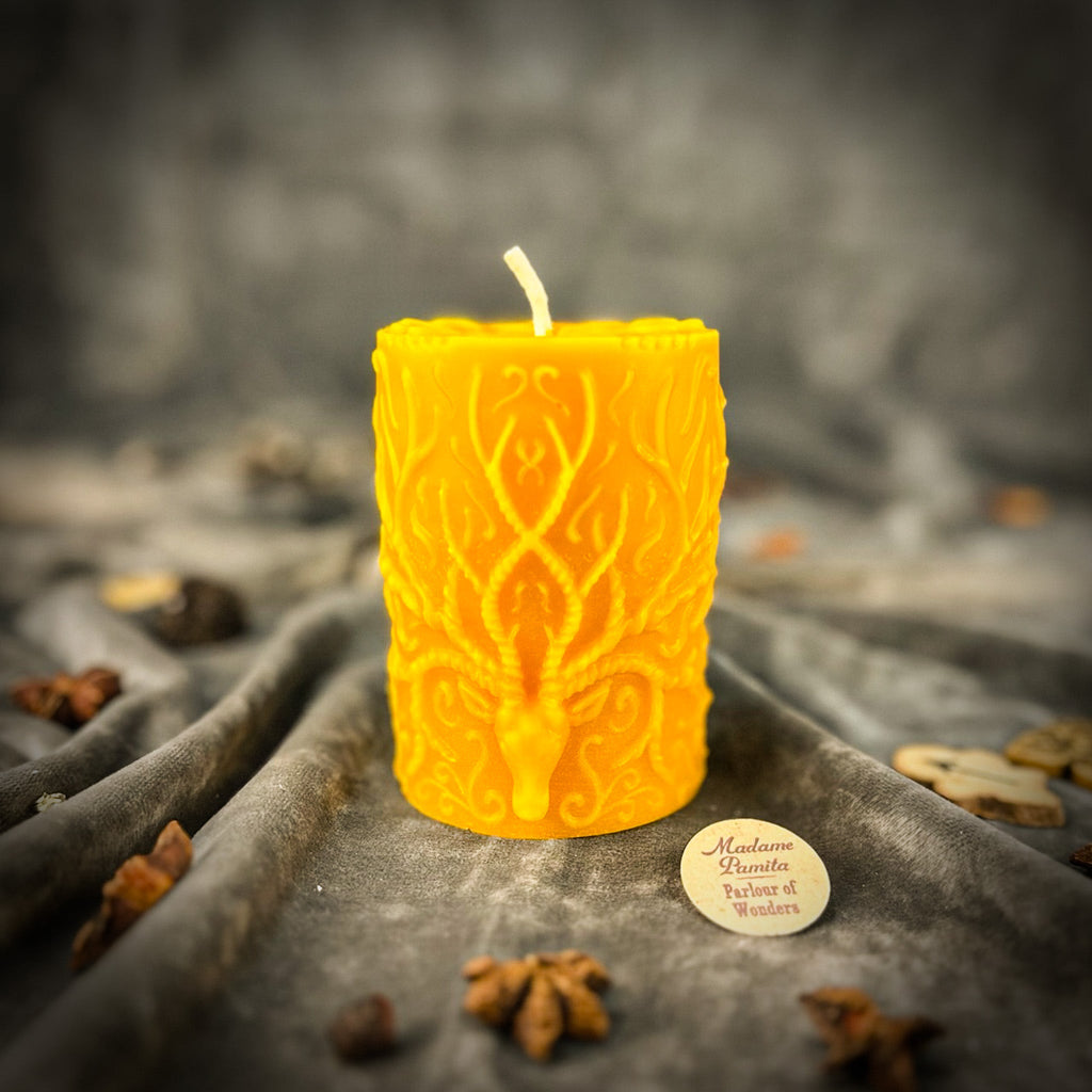 Beeswax Stag of the Quest Pillar Candle