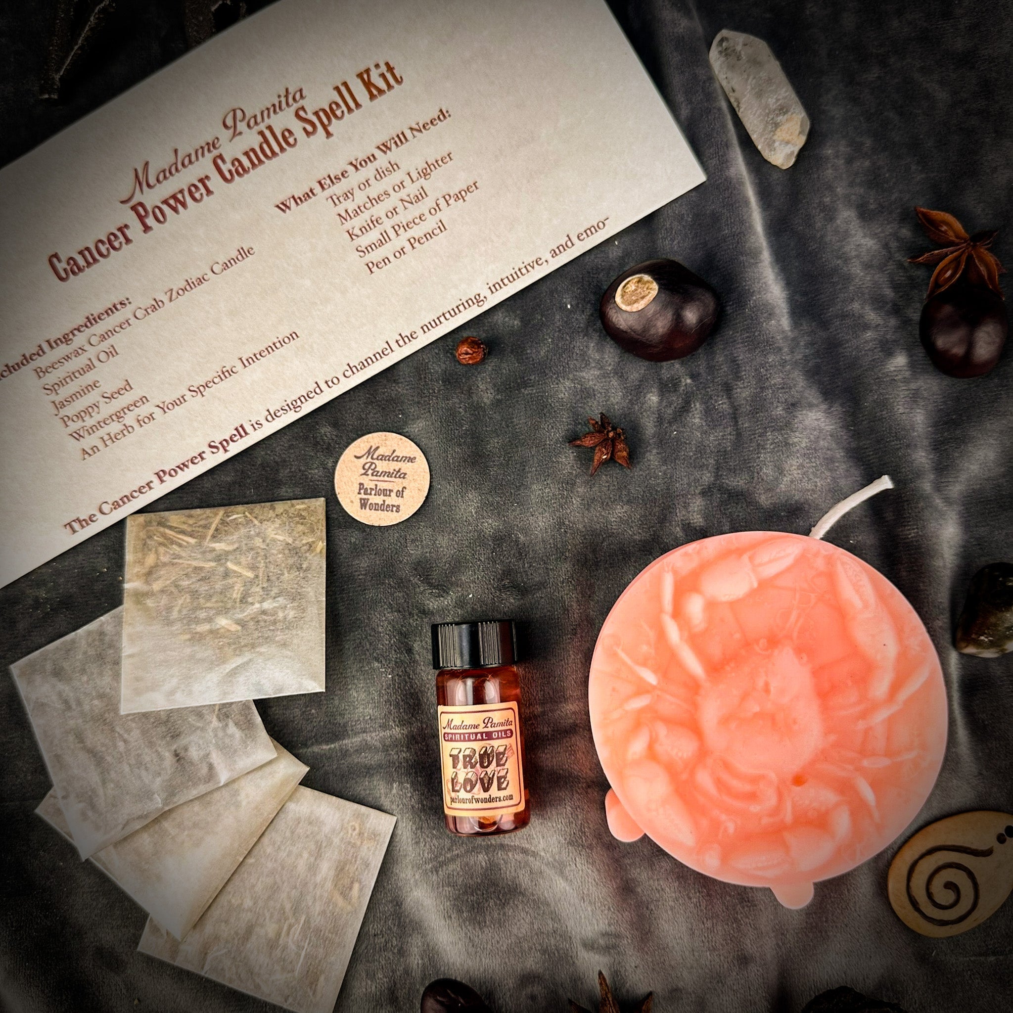 Cancer Power Candle Spell Kit - Intuition, Nurturing & Emotional Healing Magic