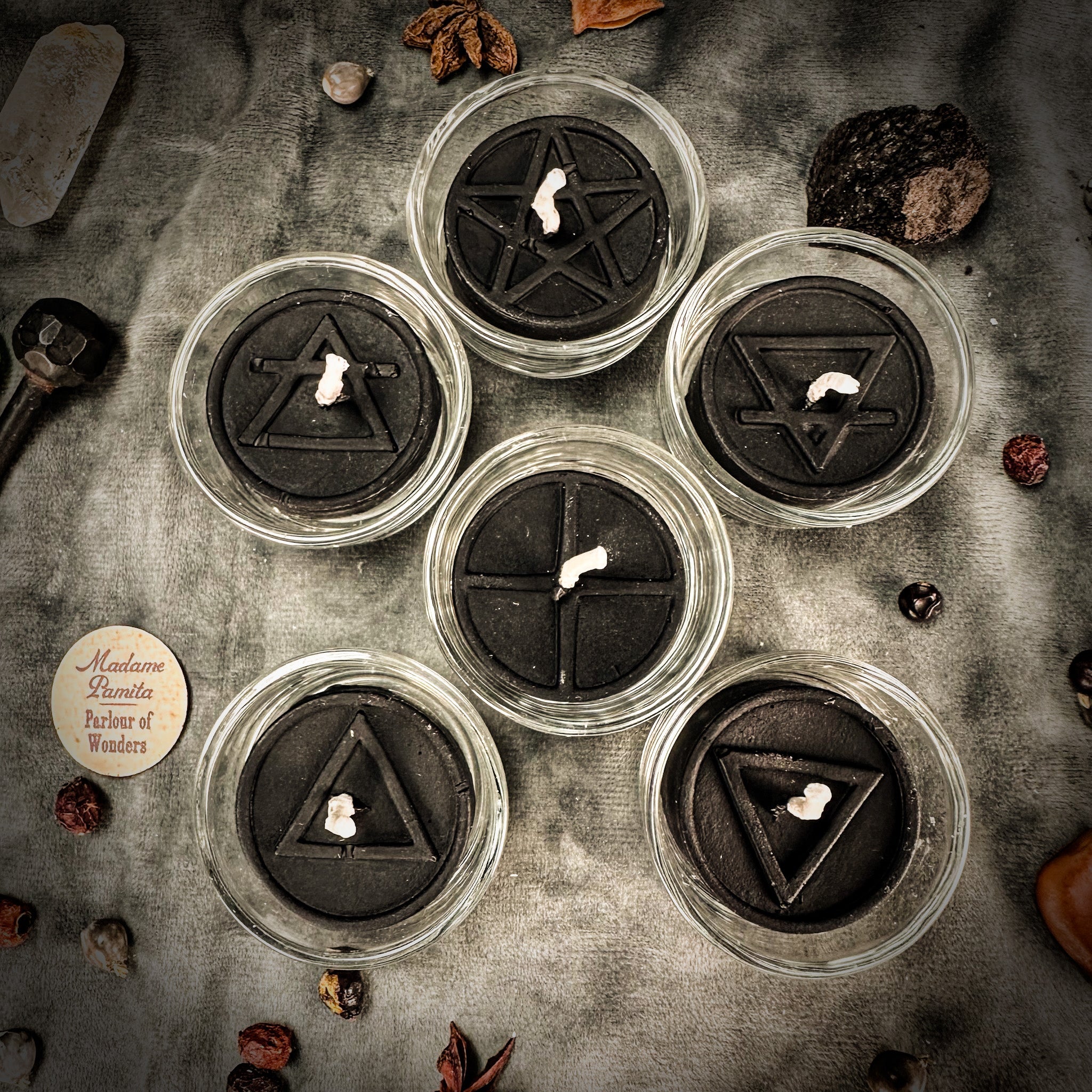 Elemental Symbols Beeswax Tea Light Set