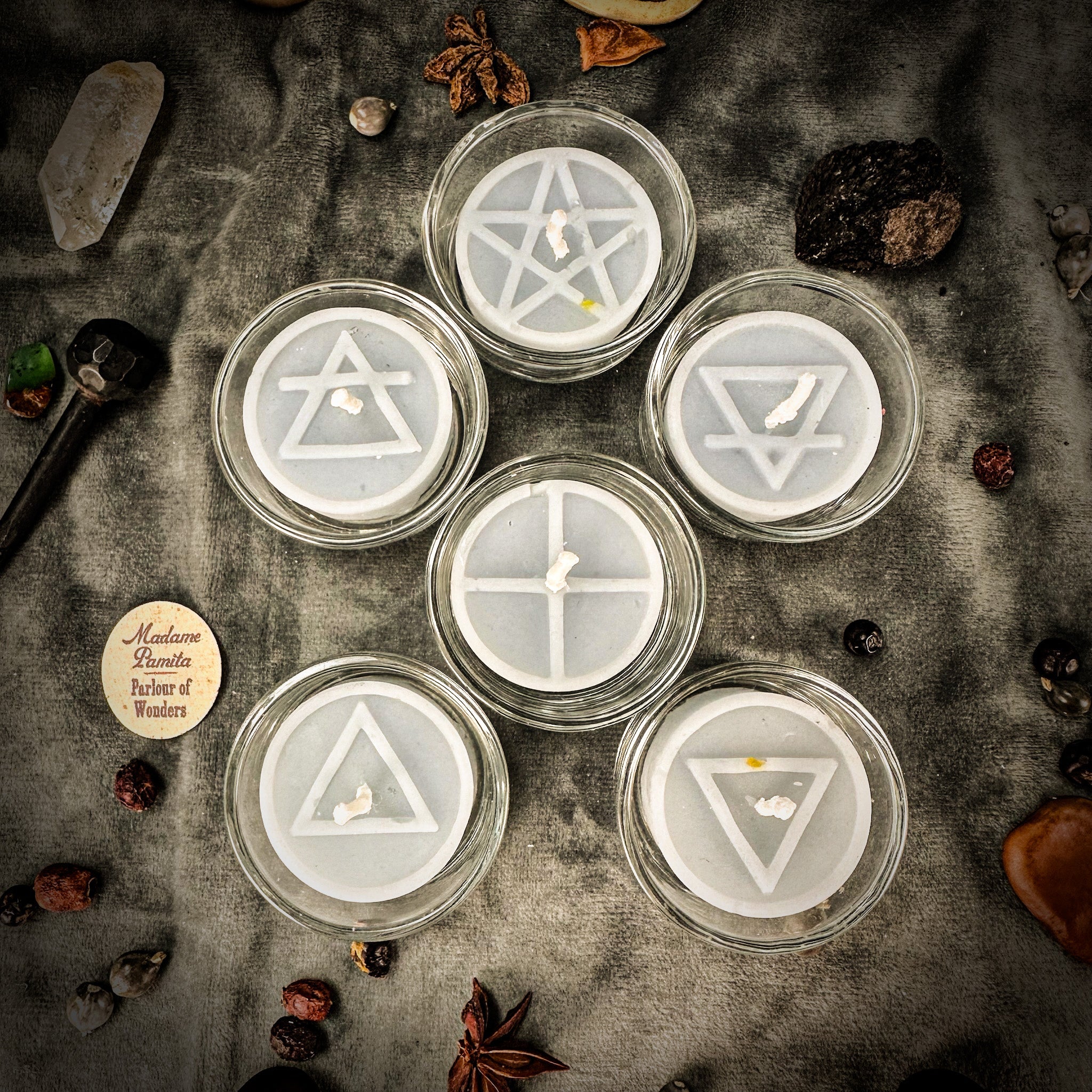 Elemental Symbols Beeswax Tea Light Set