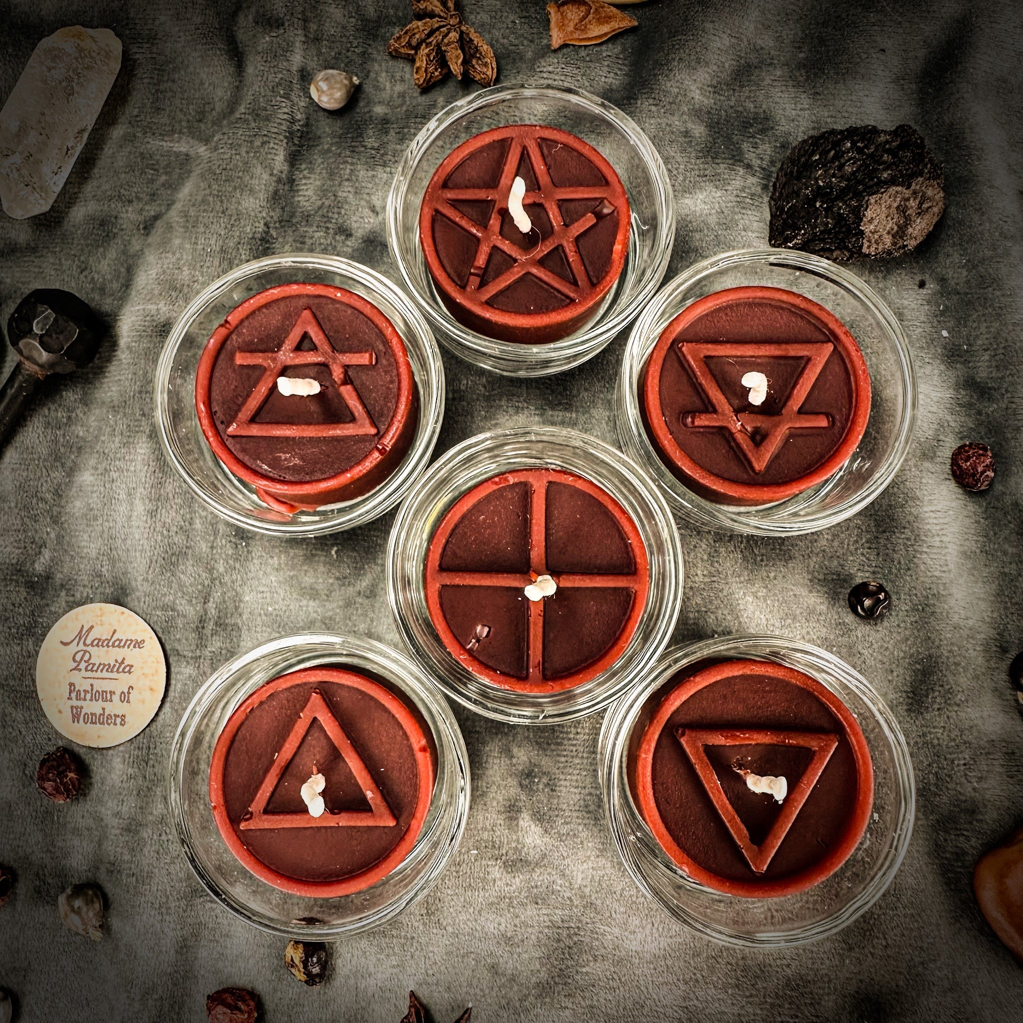 Elemental Symbols Beeswax Tea Light Set