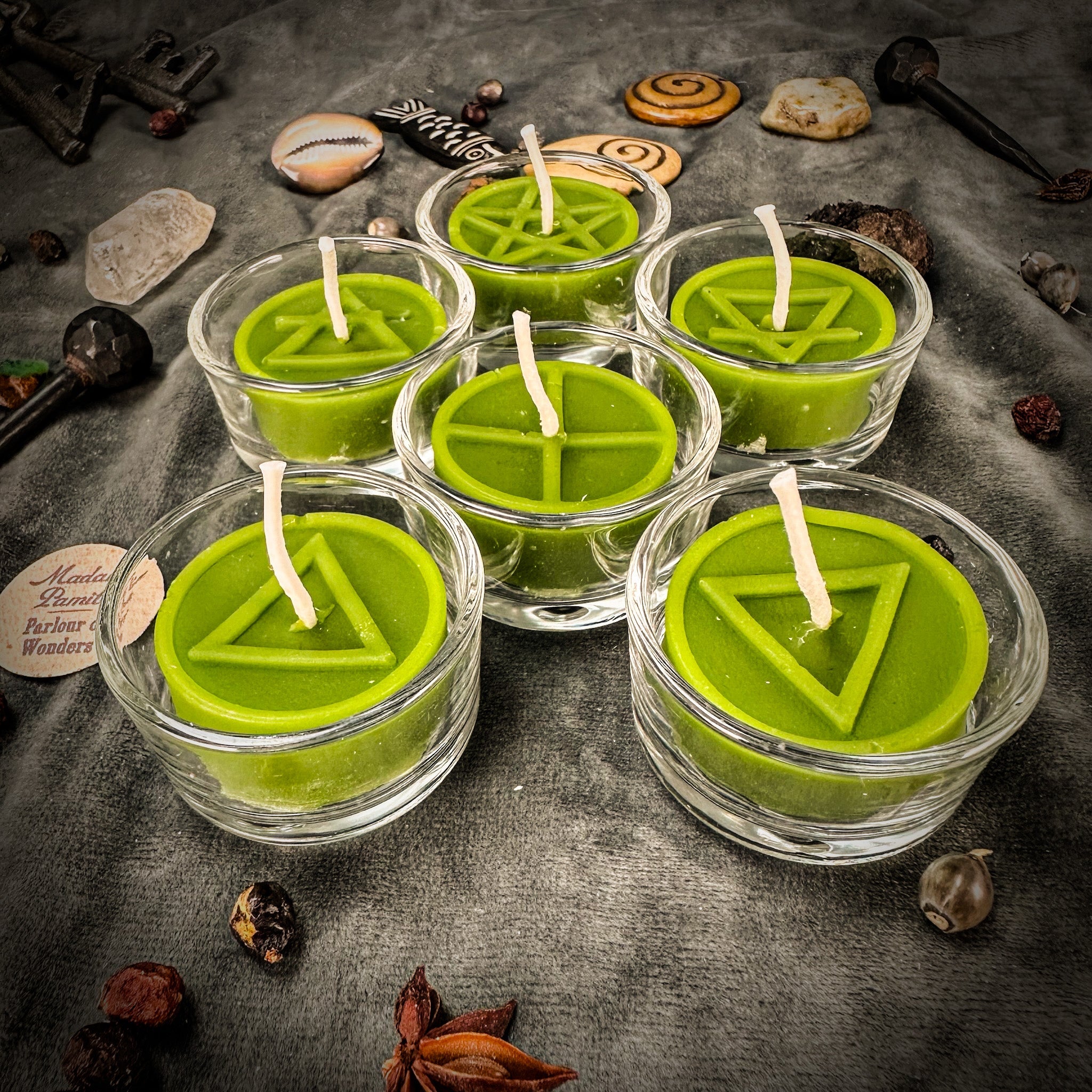Elemental Symbols Beeswax Tea Light Set