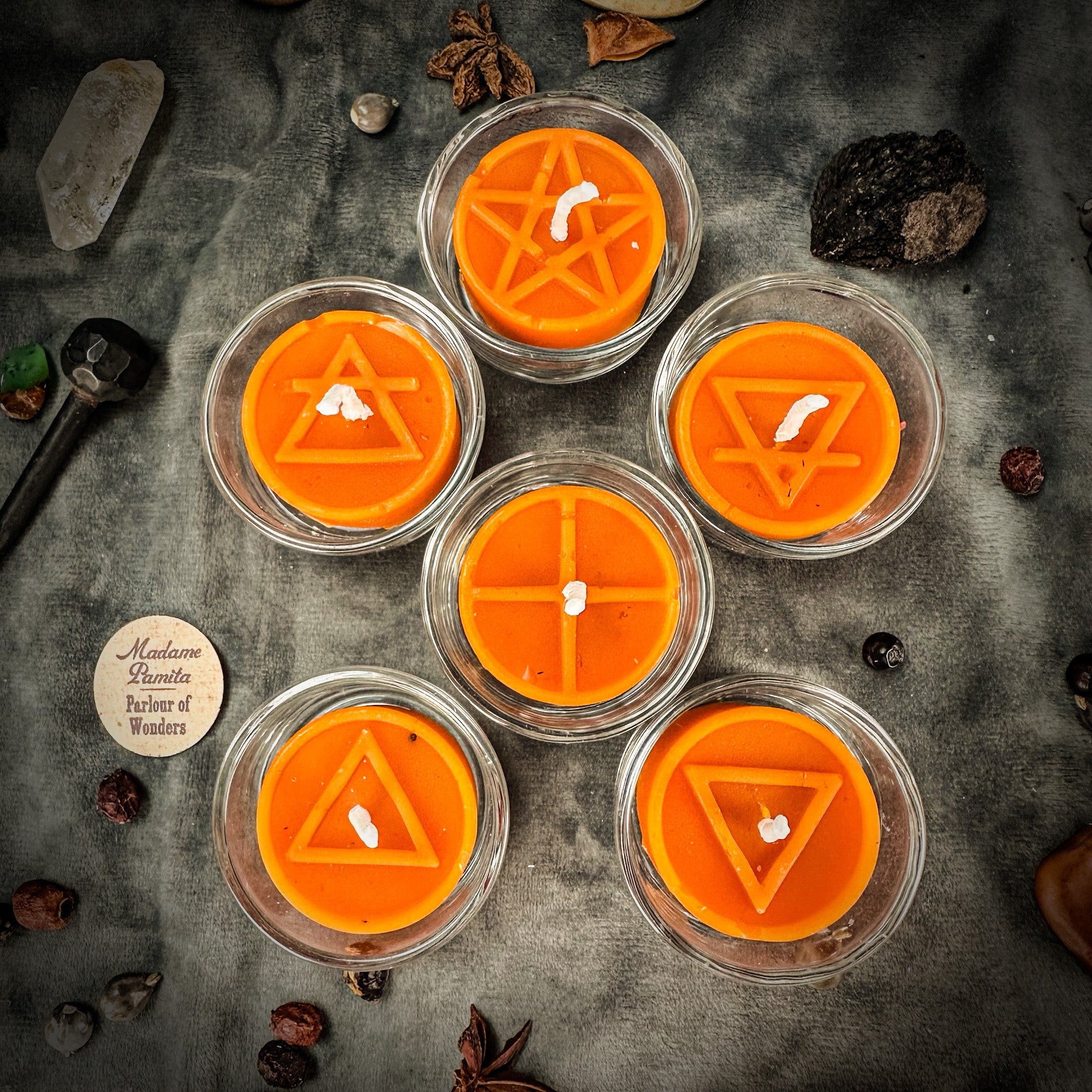 Elemental Symbols Beeswax Tea Light Set