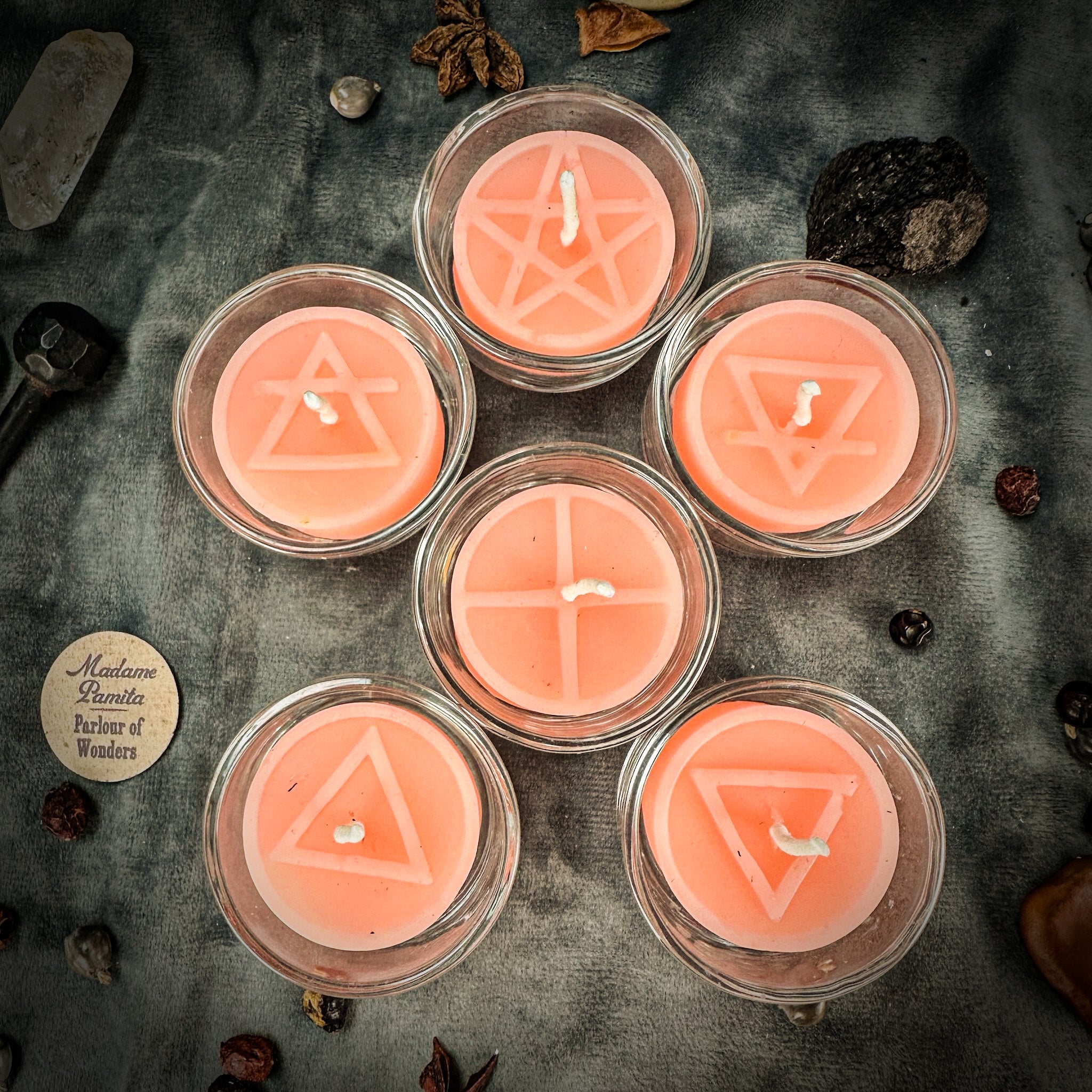 Elemental Symbols Beeswax Tea Light Set