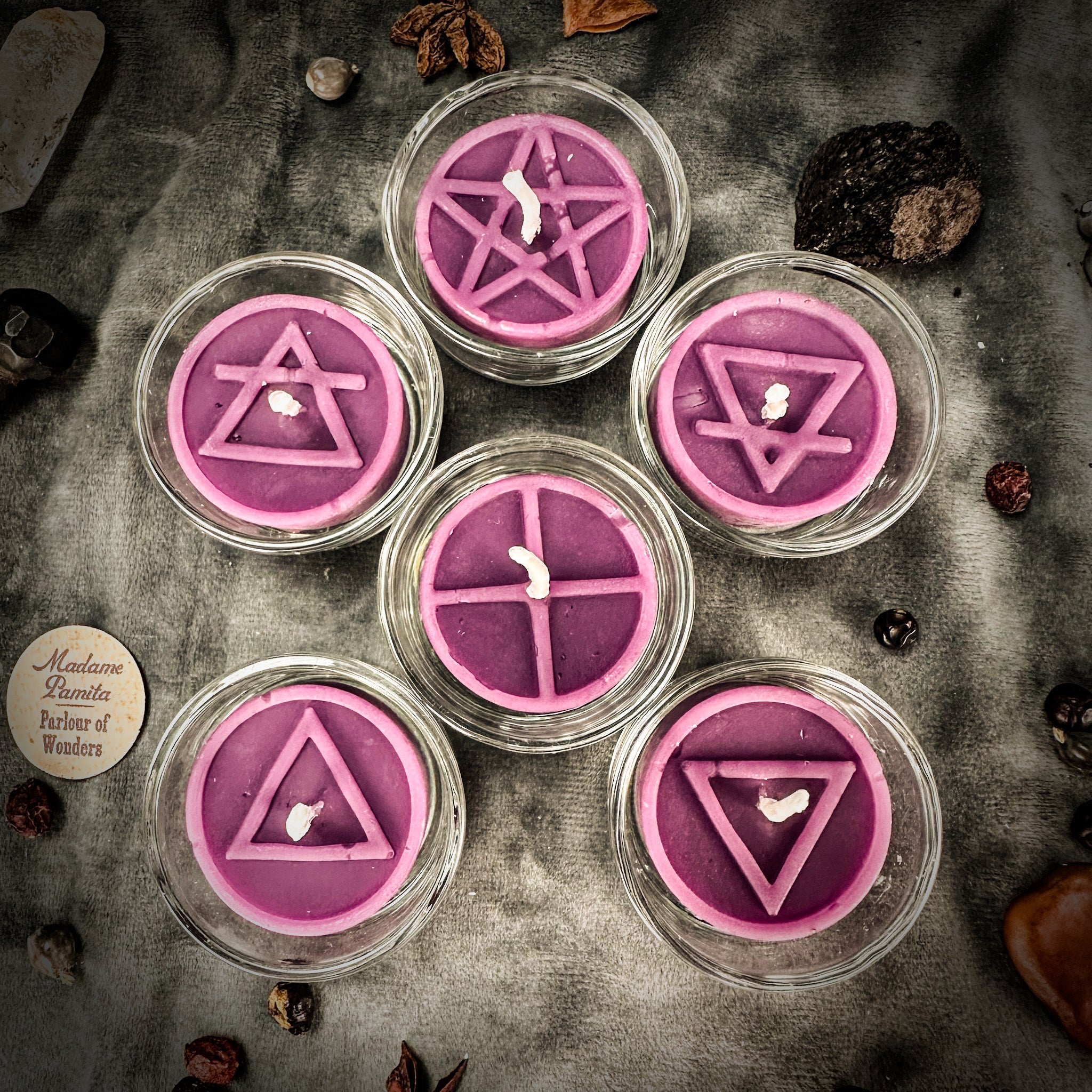 Elemental Symbols Beeswax Tea Light Set