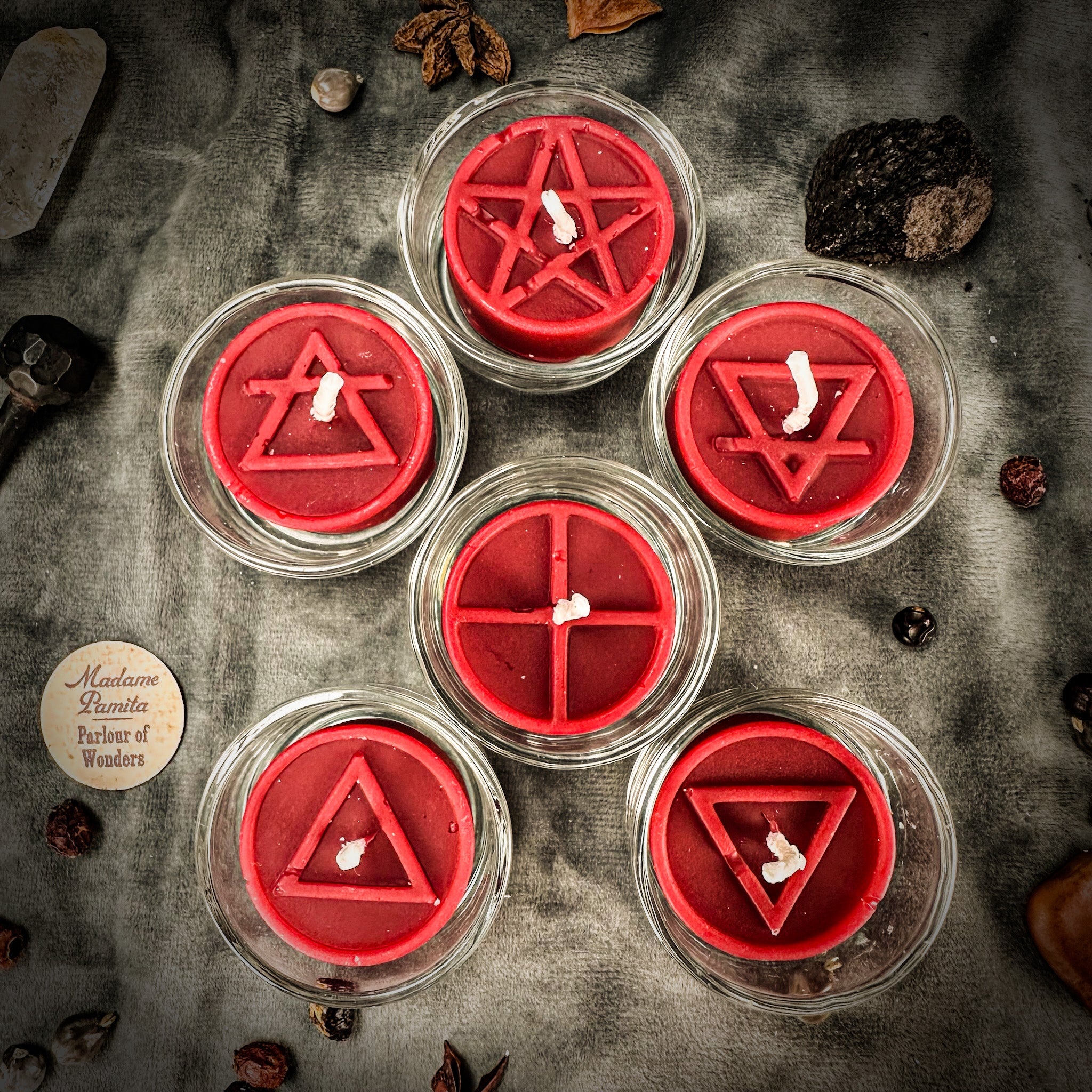 Elemental Symbols Beeswax Tea Light Set