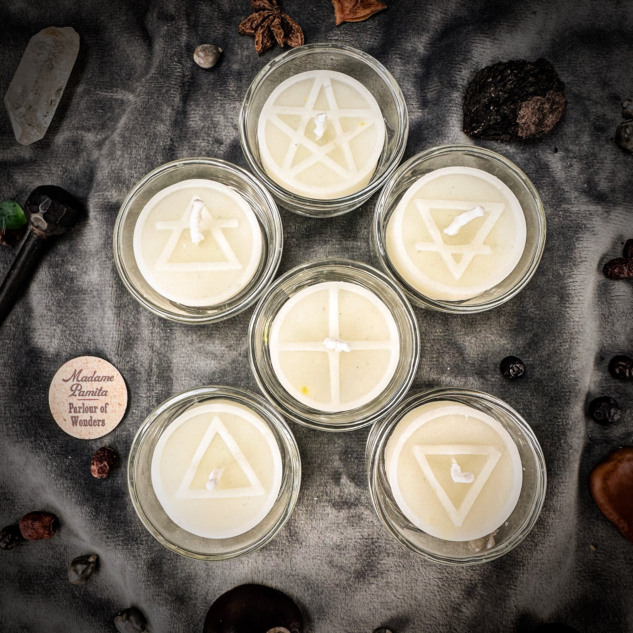 Elemental Symbols Beeswax Tea Light Set