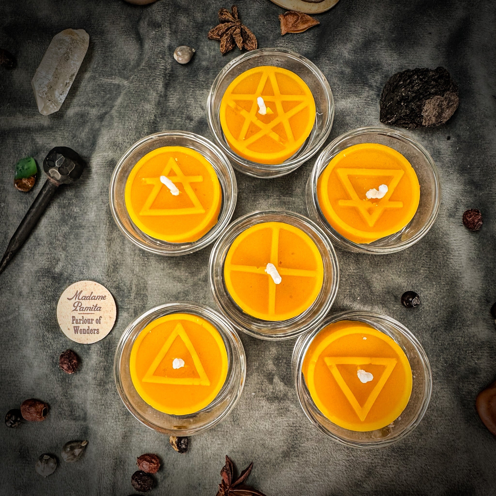 Elemental Symbols Beeswax Tea Light Set