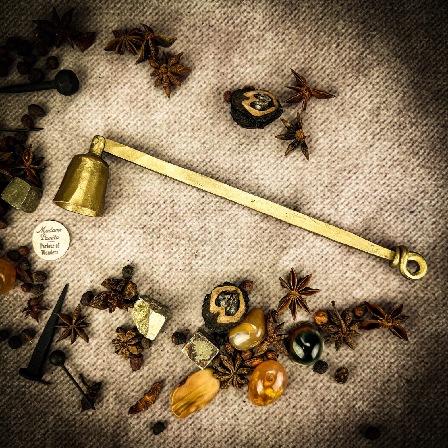 Modern Primitive Brass Plated Iron Candle Snuffer