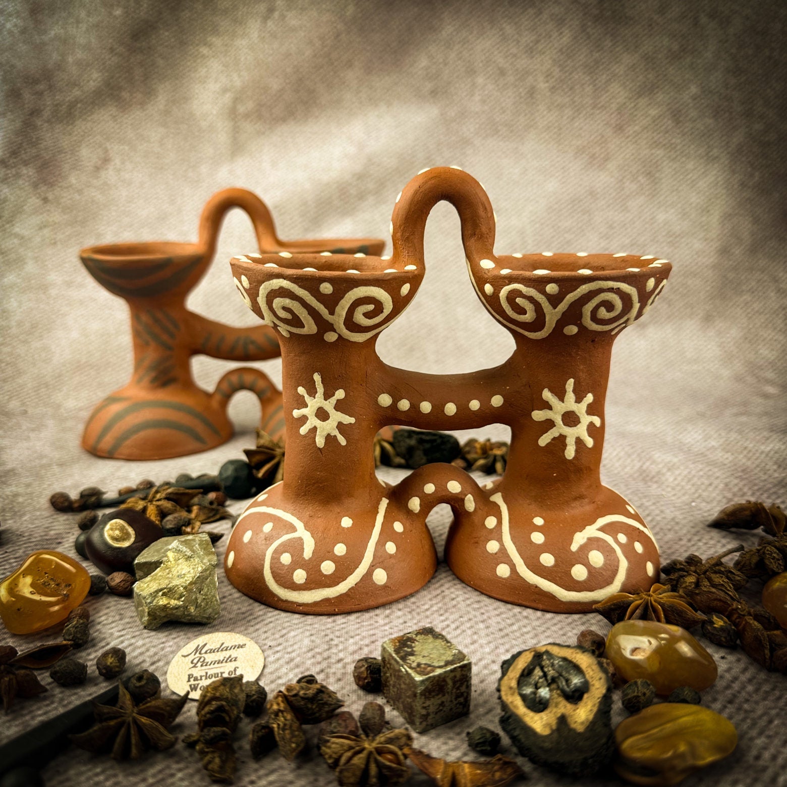 Handmade Trypillian Binoculars Statue