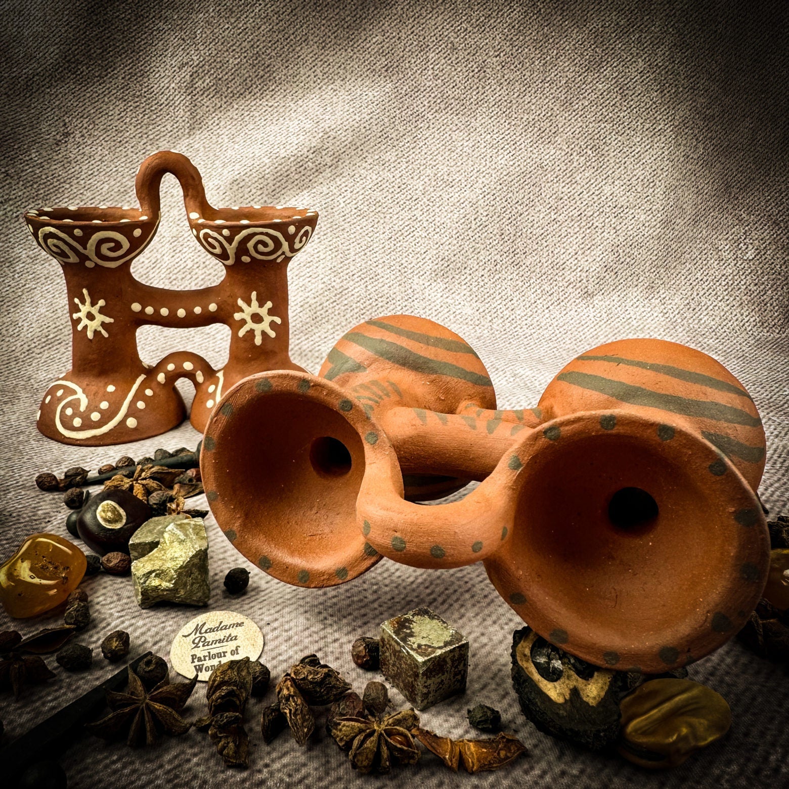 Handmade Trypillian Binoculars Statue