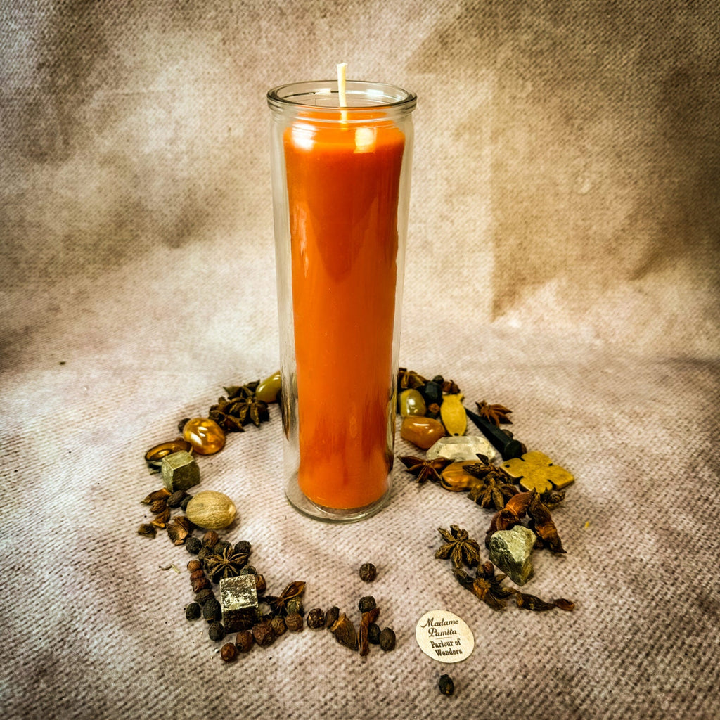 Orange Beeswax Vigil Candle and Vigil Refill