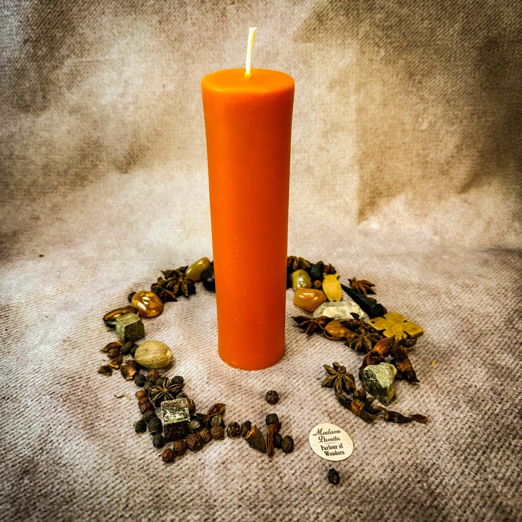 Orange Beeswax Vigil Candle and Vigil Refill