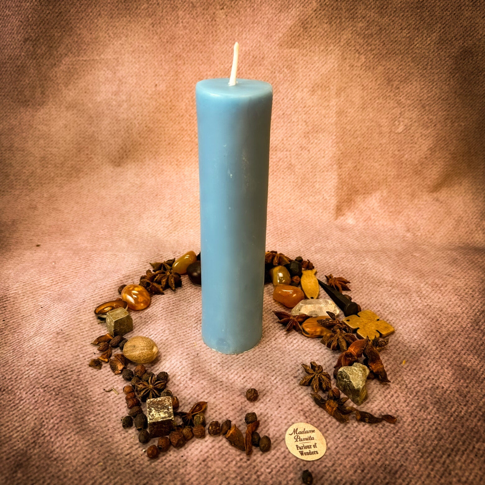 Blue Beeswax Vigil Candle and Vigil Refill